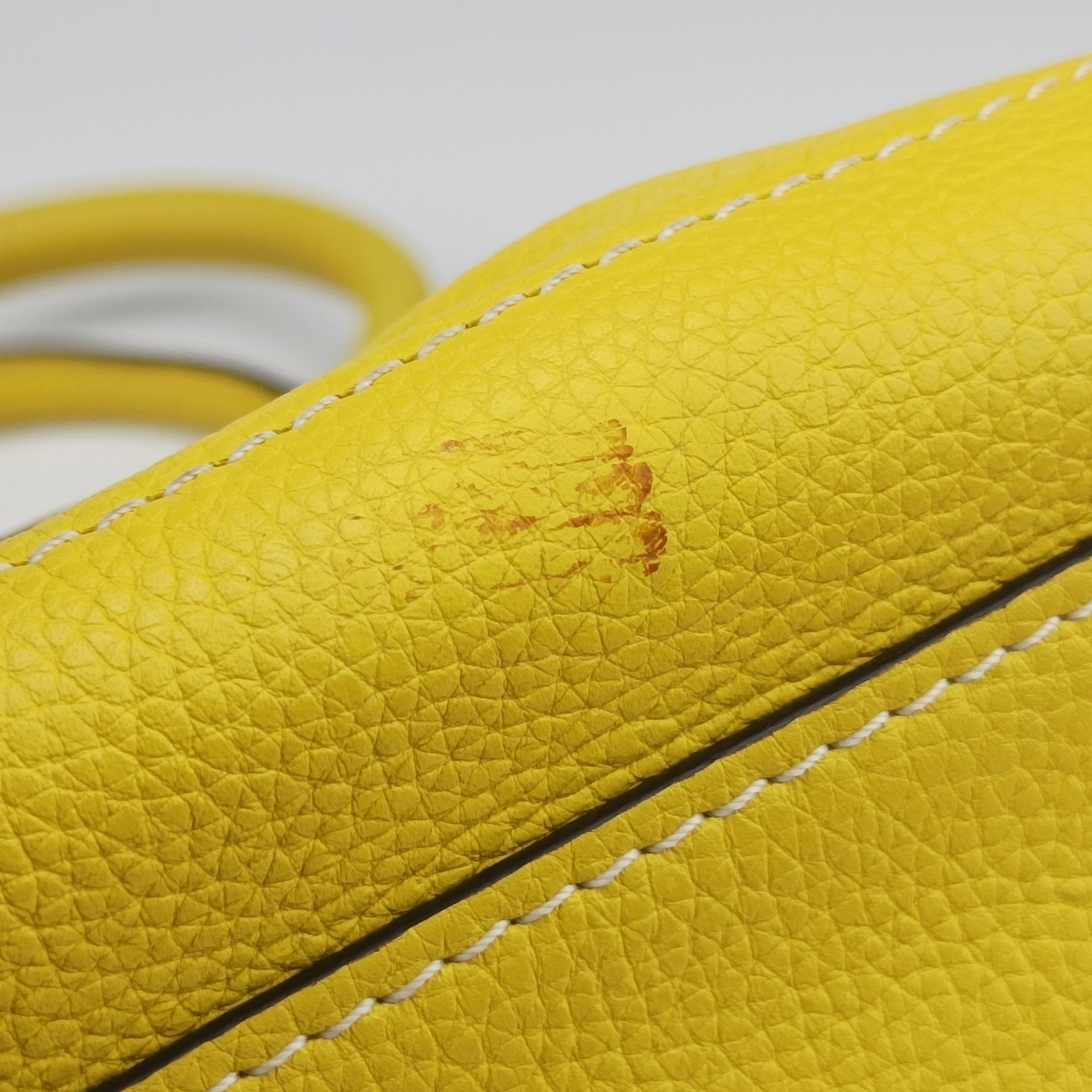 Secondhand Celine Luggage Mini Shopper Yellow Leather  handbag | stylenewstar