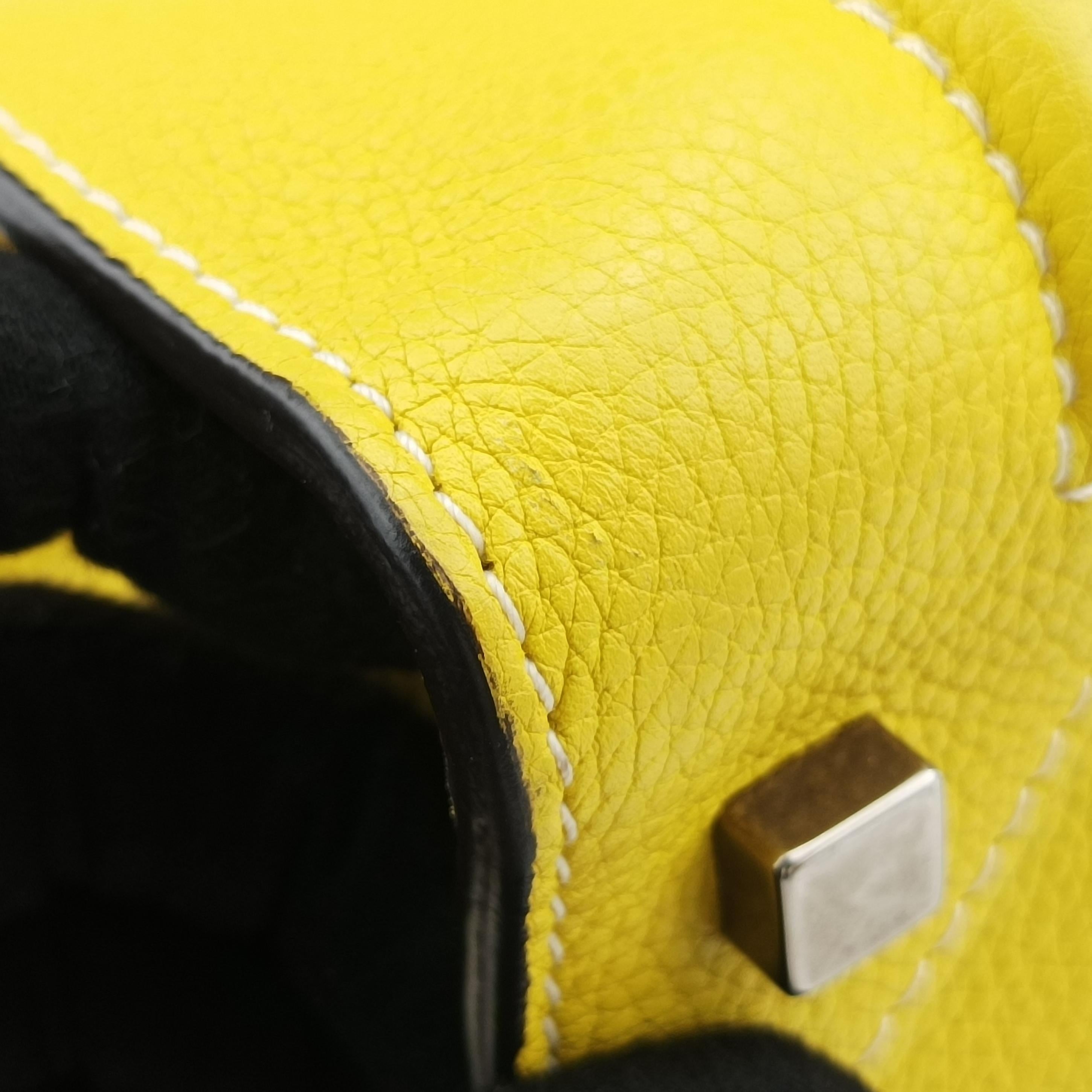 Secondhand Celine Luggage Mini Shopper Yellow Leather  handbag | stylenewstar