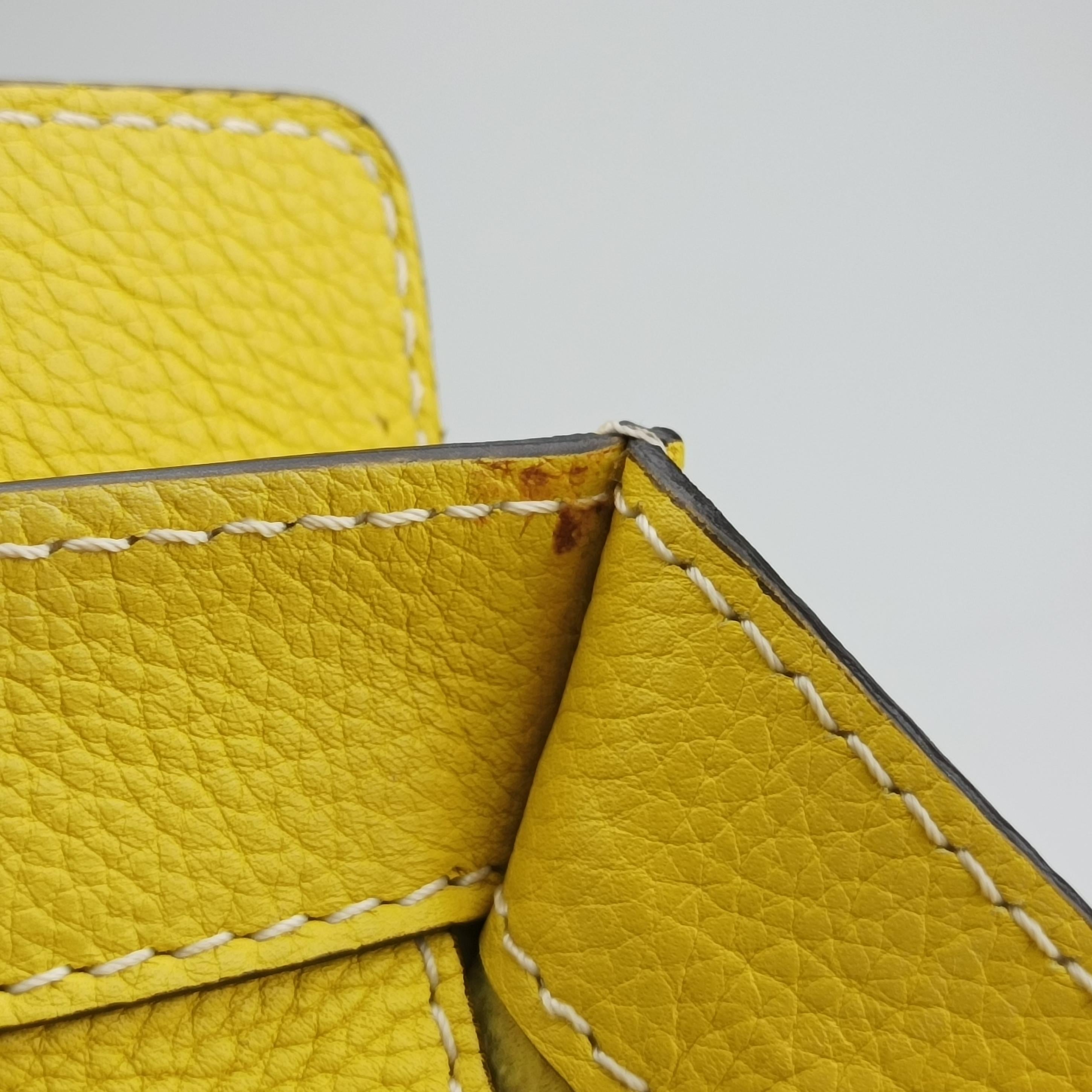 Secondhand Celine Luggage Mini Shopper Yellow Leather  handbag | stylenewstar