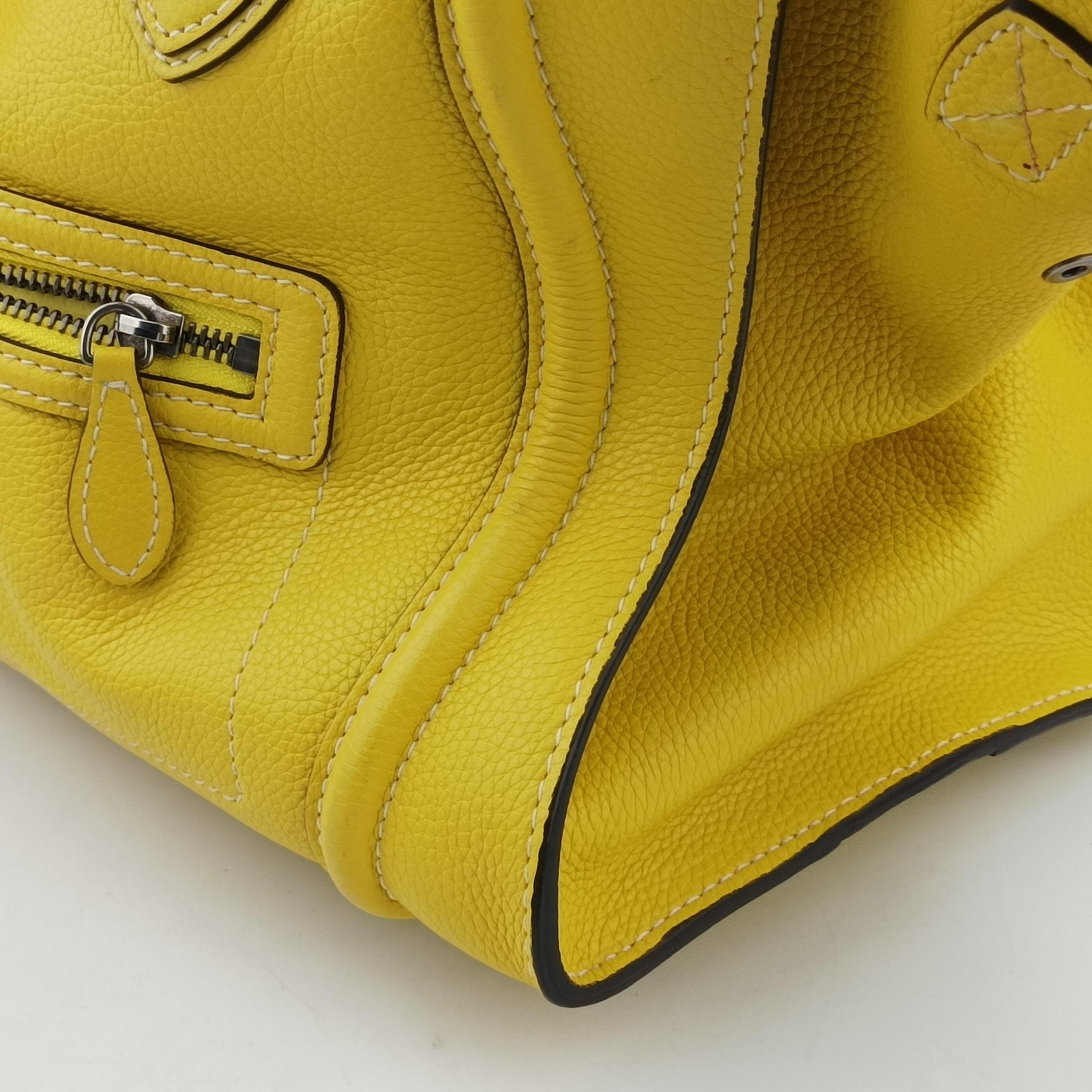Secondhand Celine Luggage Mini Shopper Yellow Leather  handbag | stylenewstar