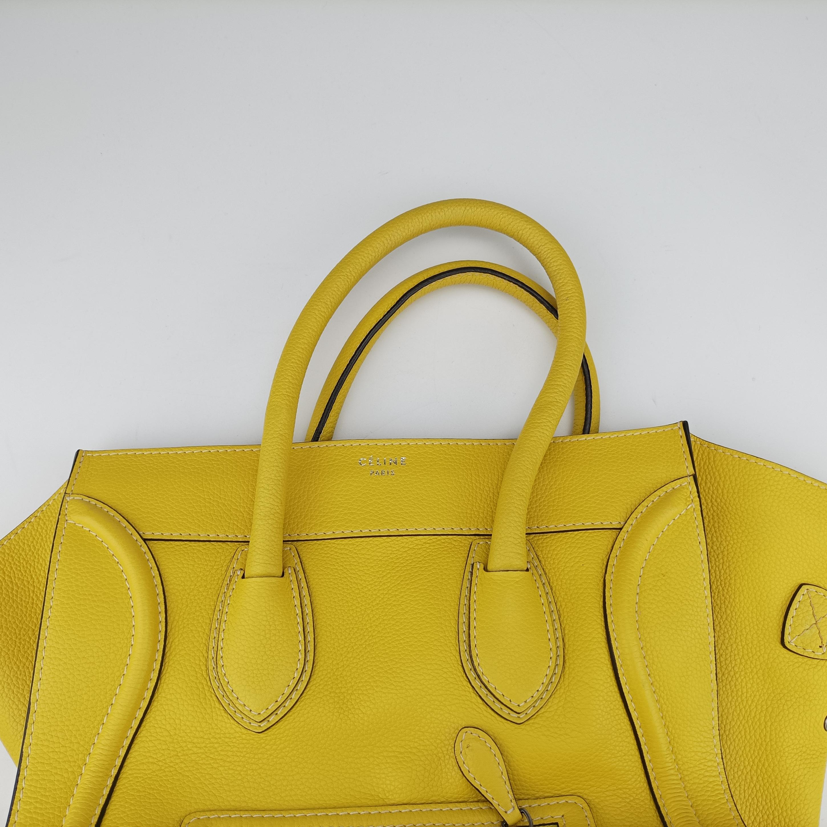Secondhand Celine Luggage Mini Shopper Yellow Leather  handbag | stylenewstar
