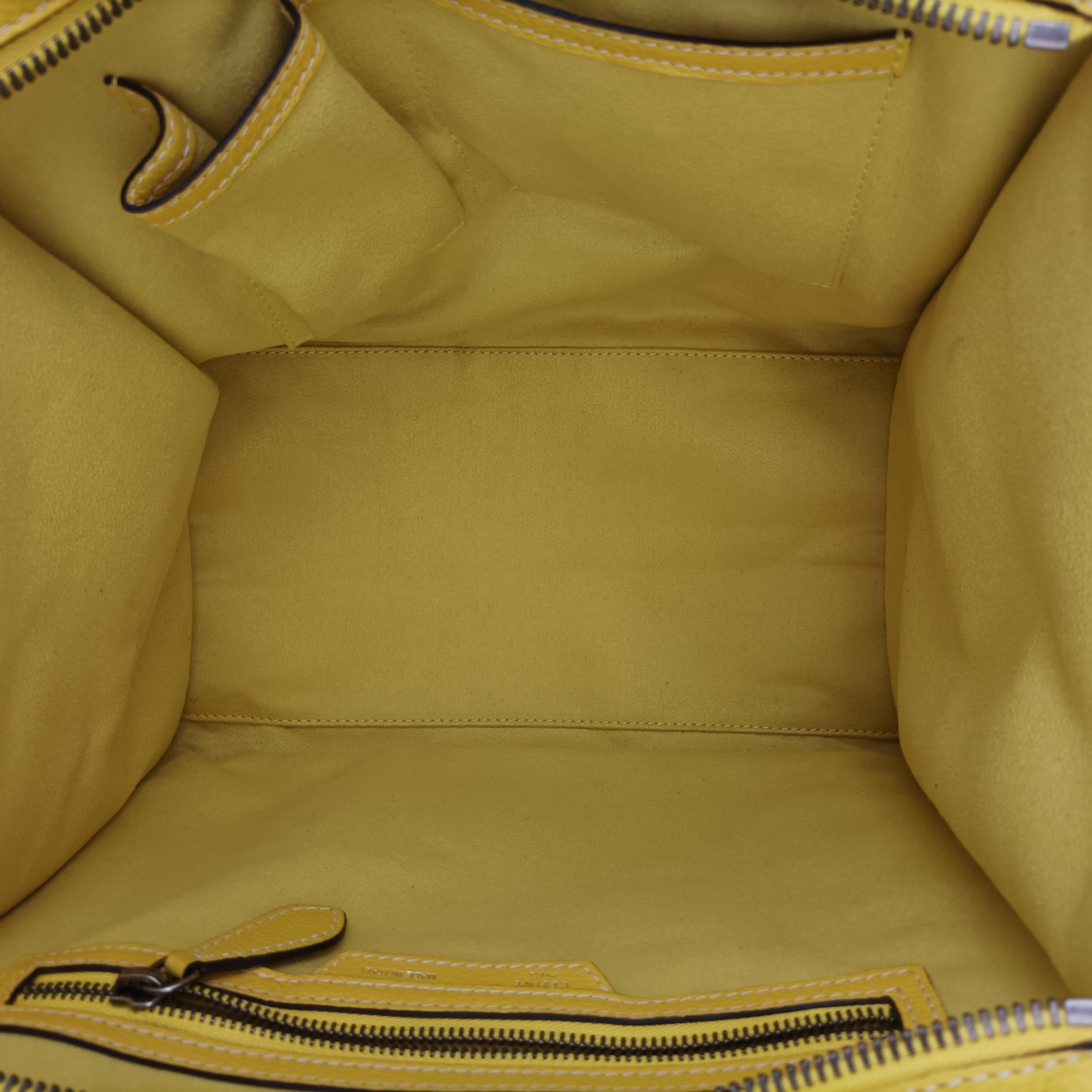 Secondhand Celine Luggage Mini Shopper Yellow Leather  handbag | stylenewstar