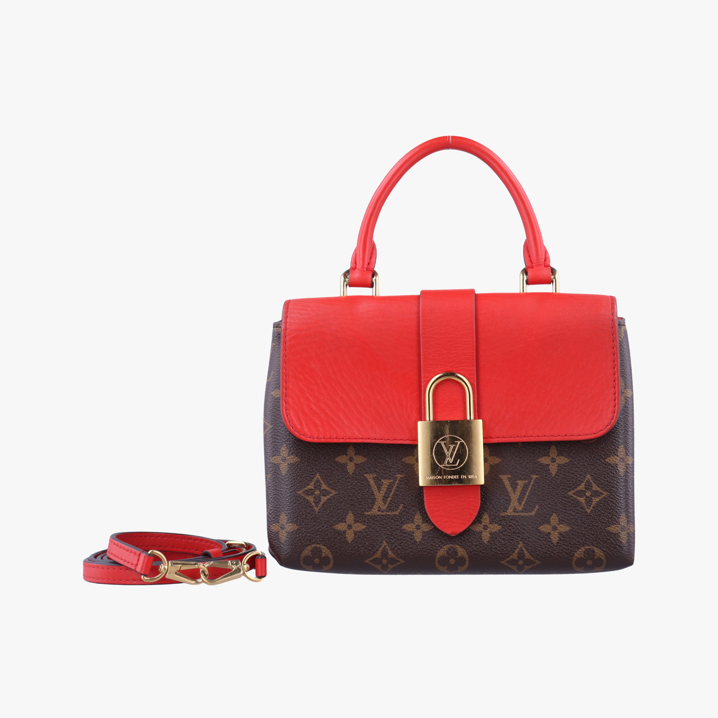 Vintage Louis Vuitton Rocky BB Monogram/Brown×Red Monogram canvas×calf leather M44322 shoulderbag | stylenewstar