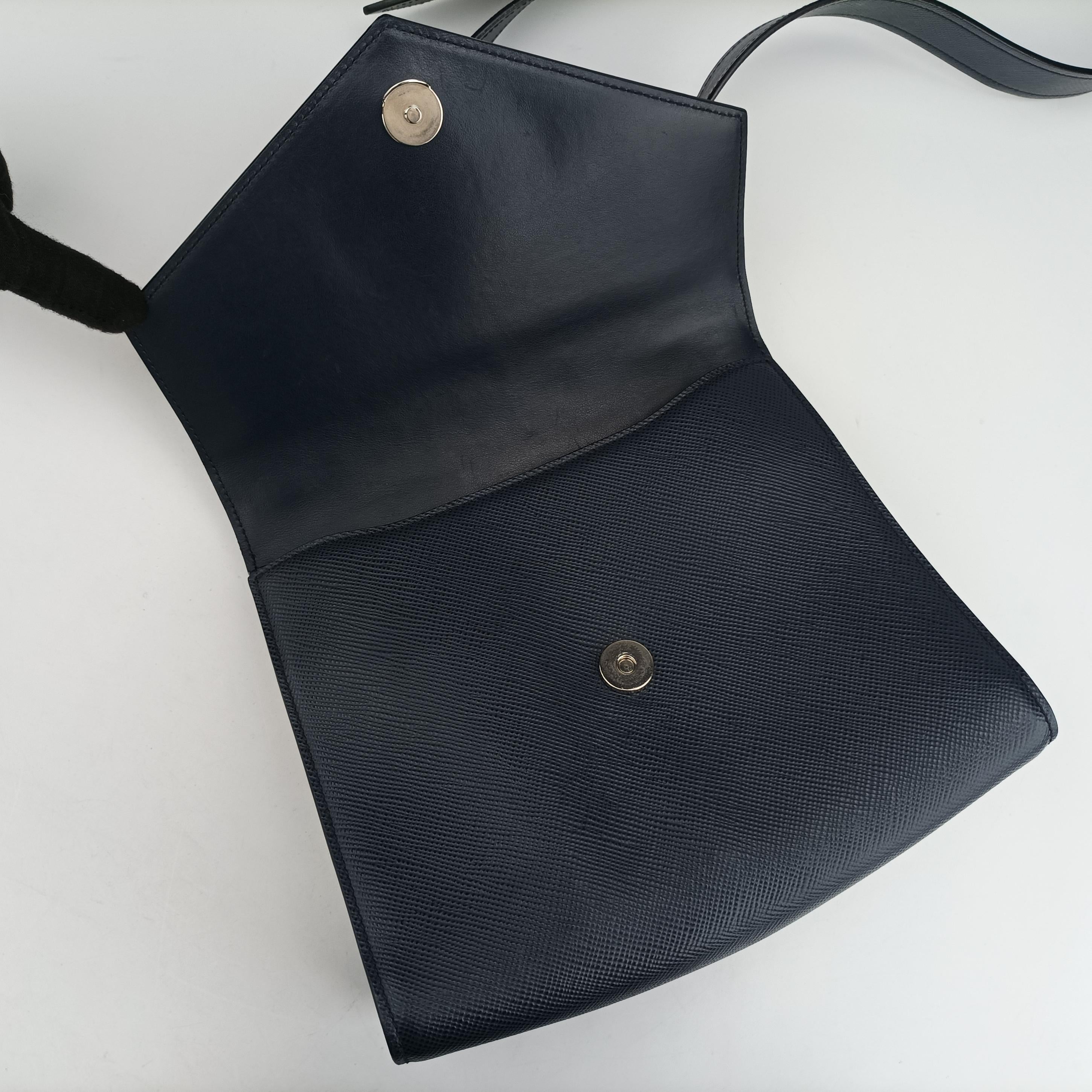 Vintage Prada Monochrome navy SAFFIANO Leather  shoulderbag | stylenewstar