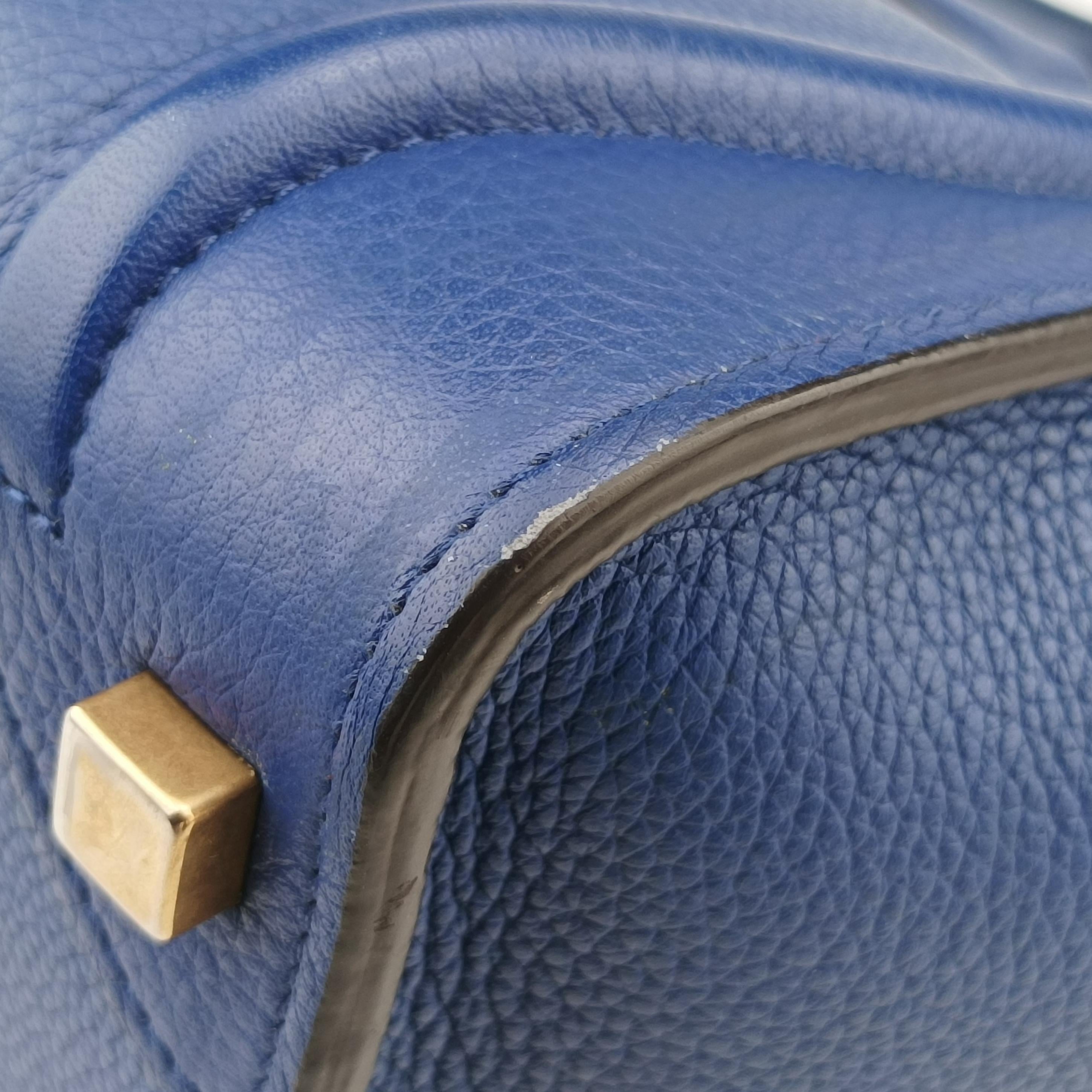 Pre-owned Celine Luggage Micro shopper Blue Leather  handbag | stylenewstar