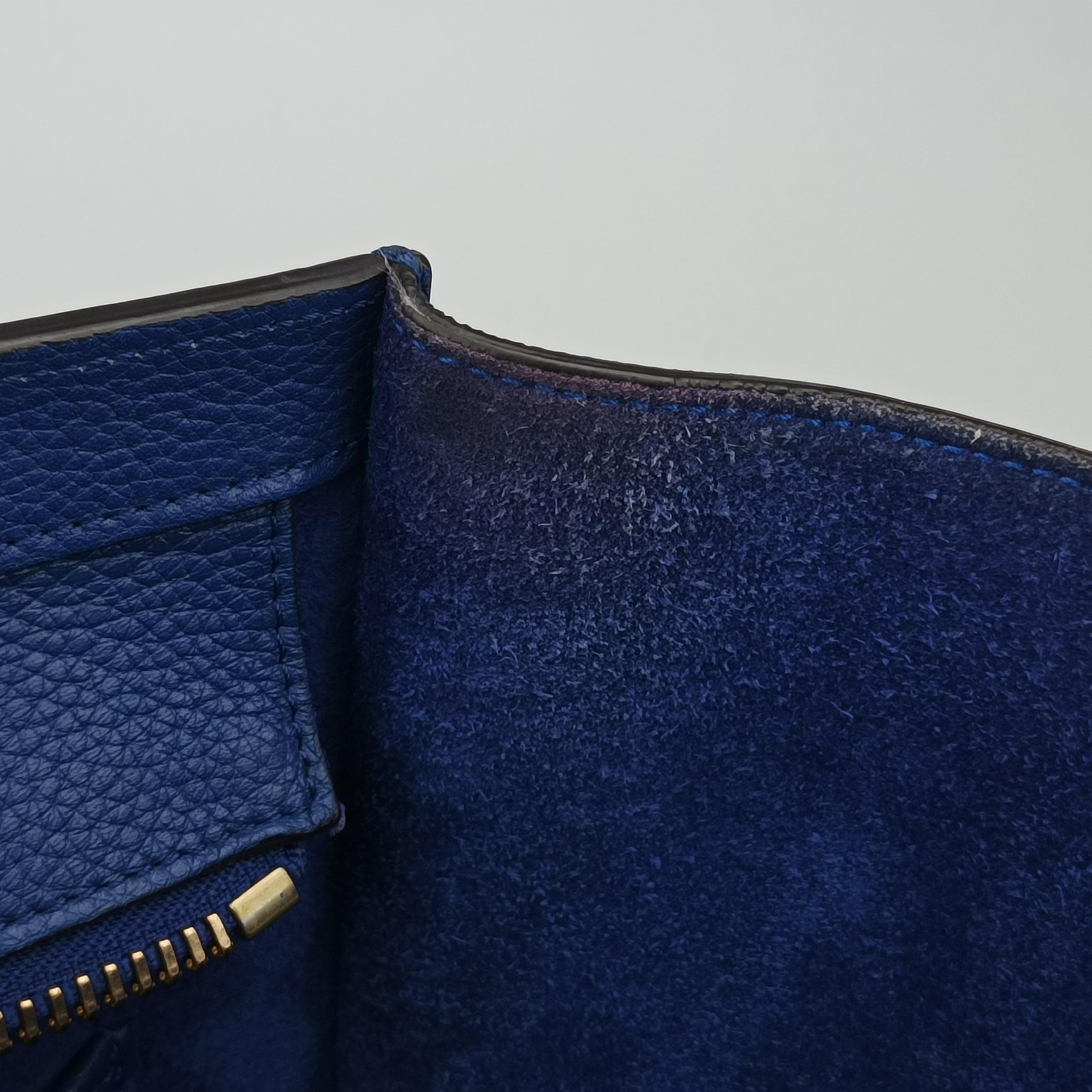 Pre-owned Celine Luggage Micro shopper Blue Leather  handbag | stylenewstar