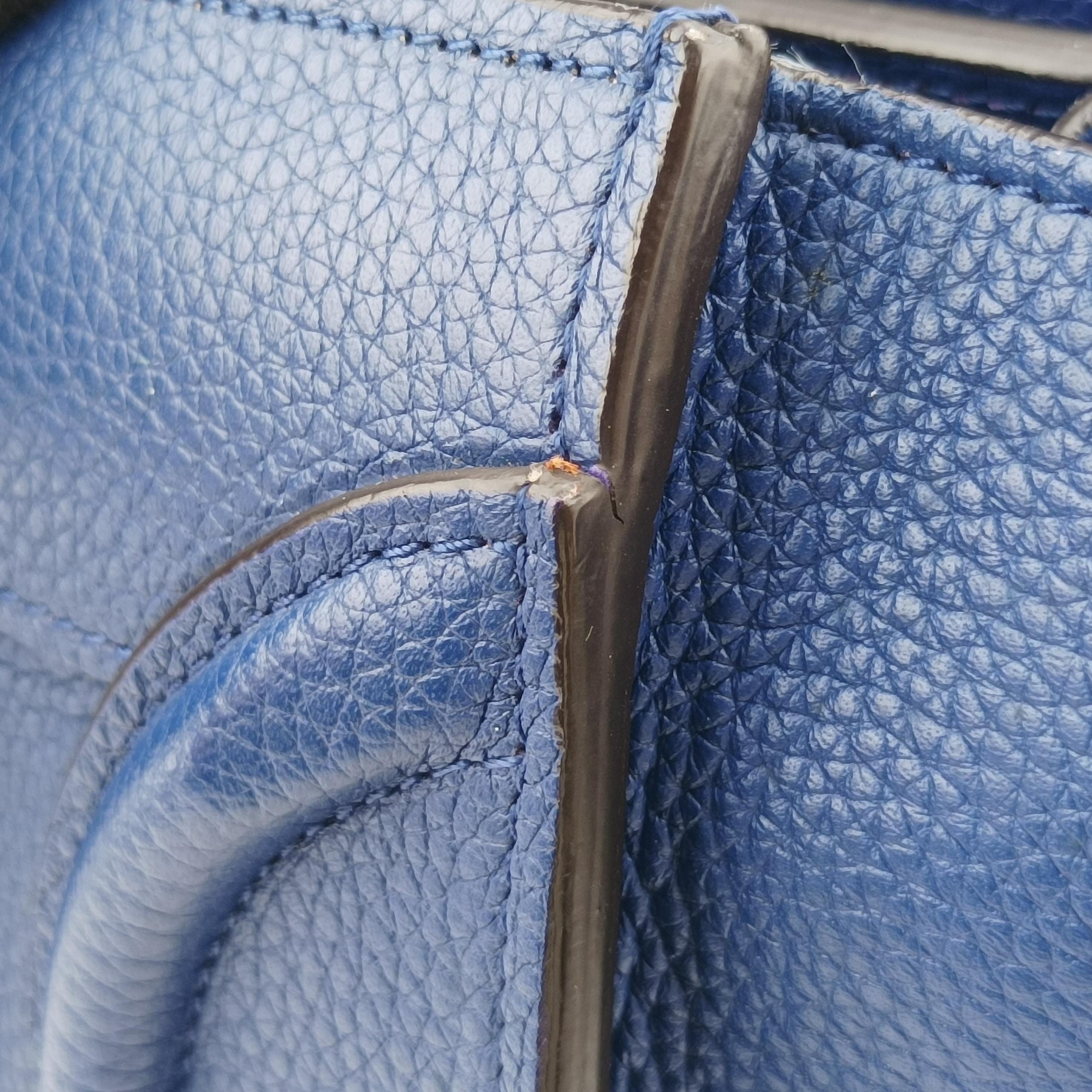 Pre-owned Celine Luggage Micro shopper Blue Leather  handbag | stylenewstar