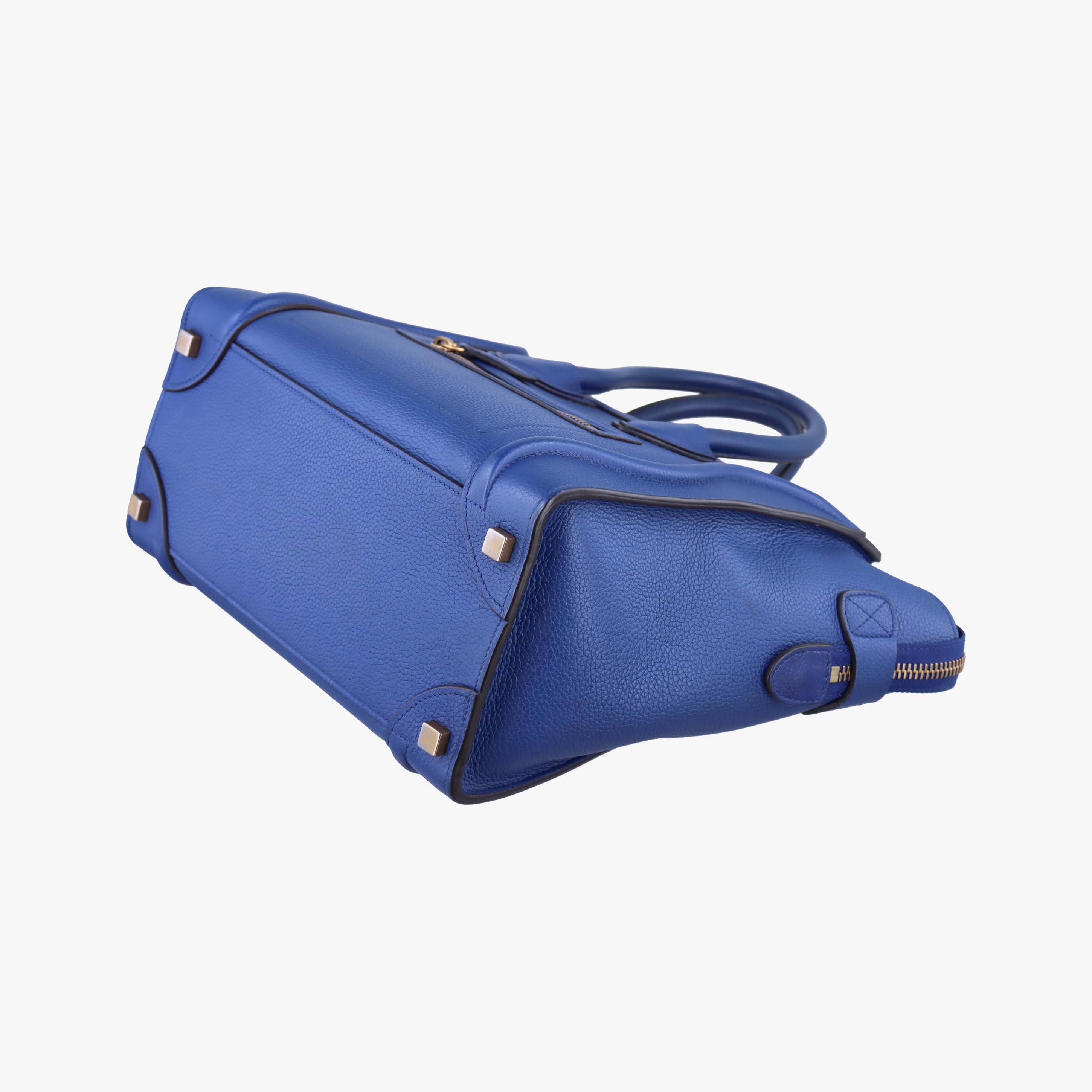 Pre-owned Celine Luggage Micro shopper Blue Leather  handbag | stylenewstar