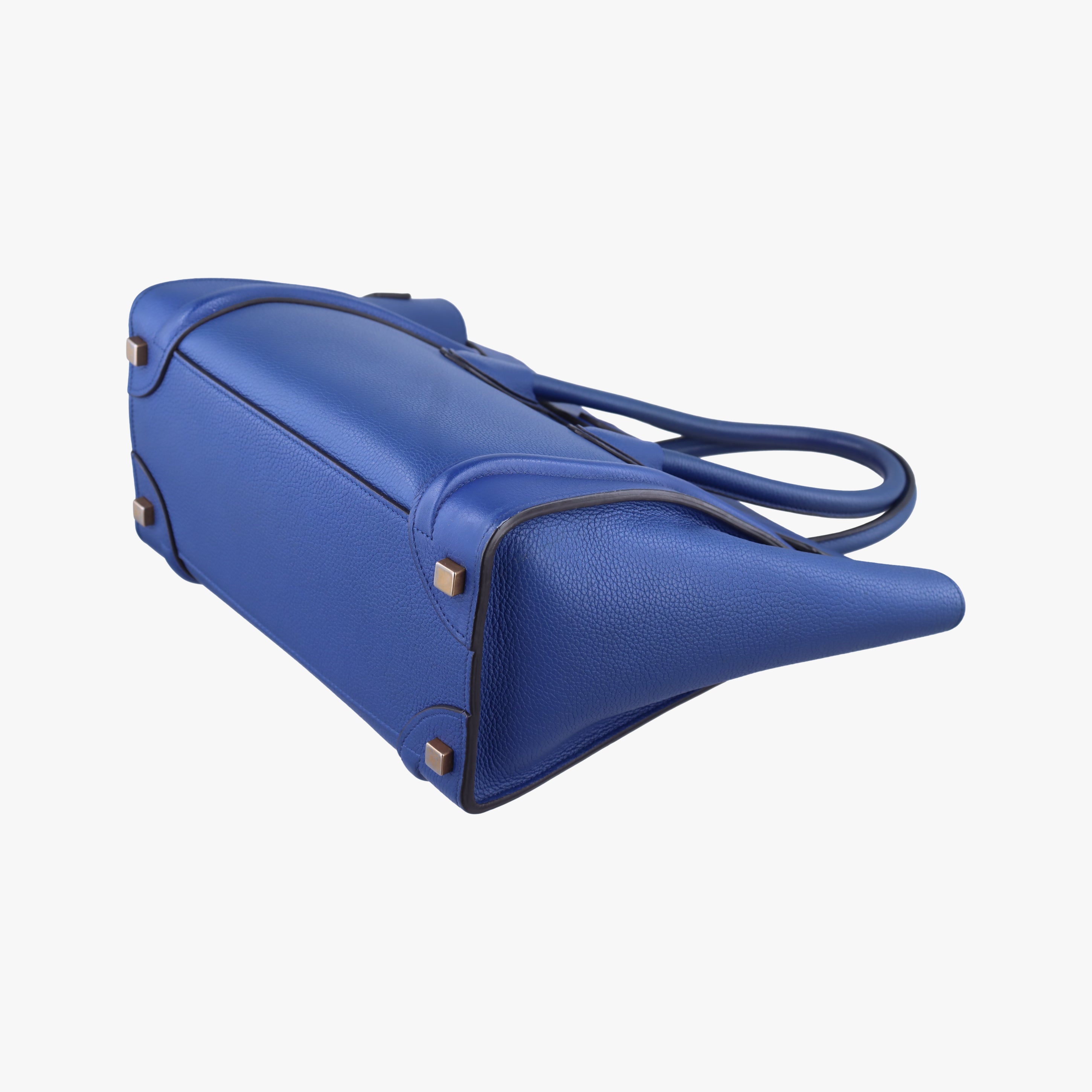 Pre-owned Celine Luggage Micro shopper Blue Leather  handbag | stylenewstar