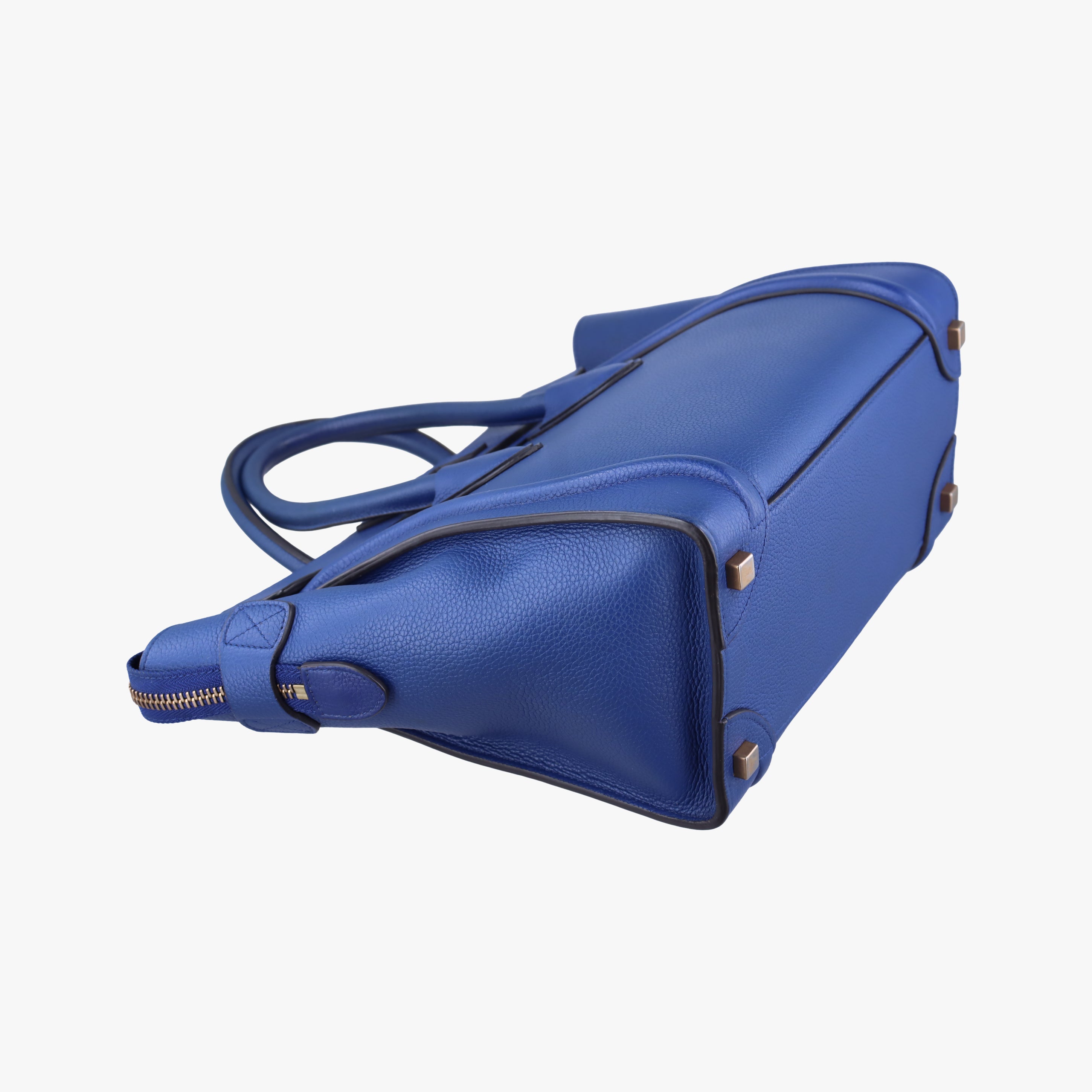 Pre-owned Celine Luggage Micro shopper Blue Leather  handbag | stylenewstar