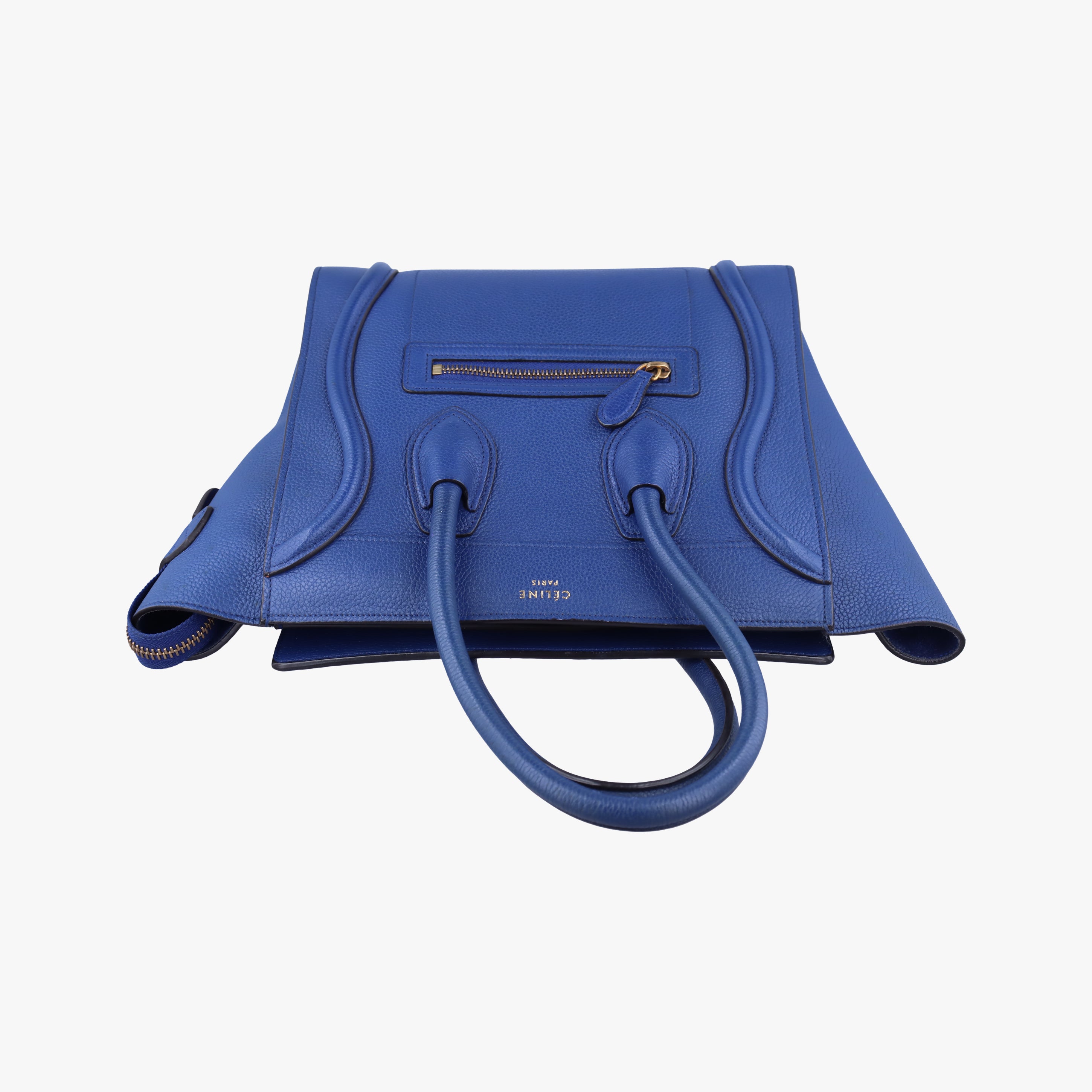 Pre-owned Celine Luggage Micro shopper Blue Leather  handbag | stylenewstar
