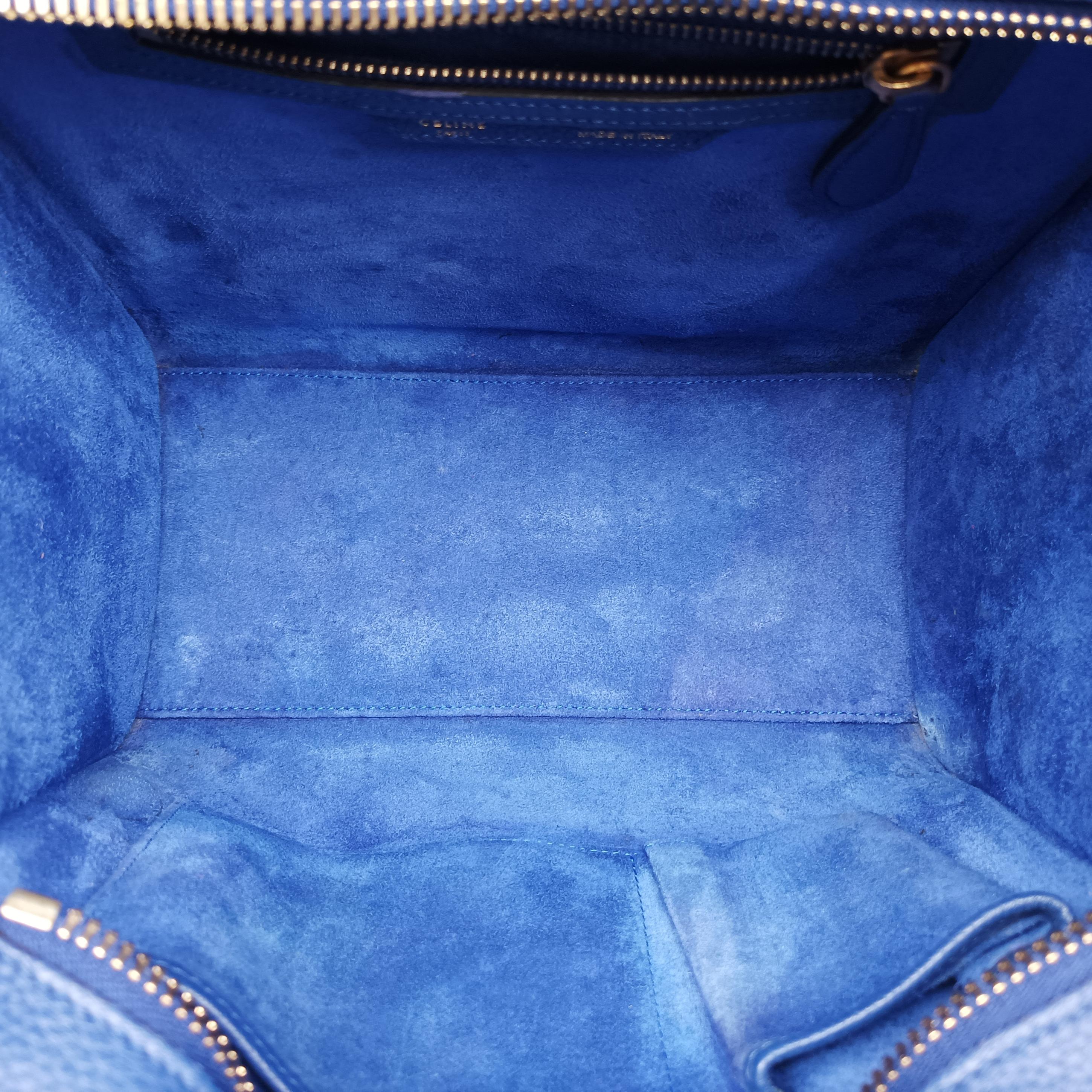 Pre-owned Celine Luggage Micro shopper Blue Leather  handbag | stylenewstar