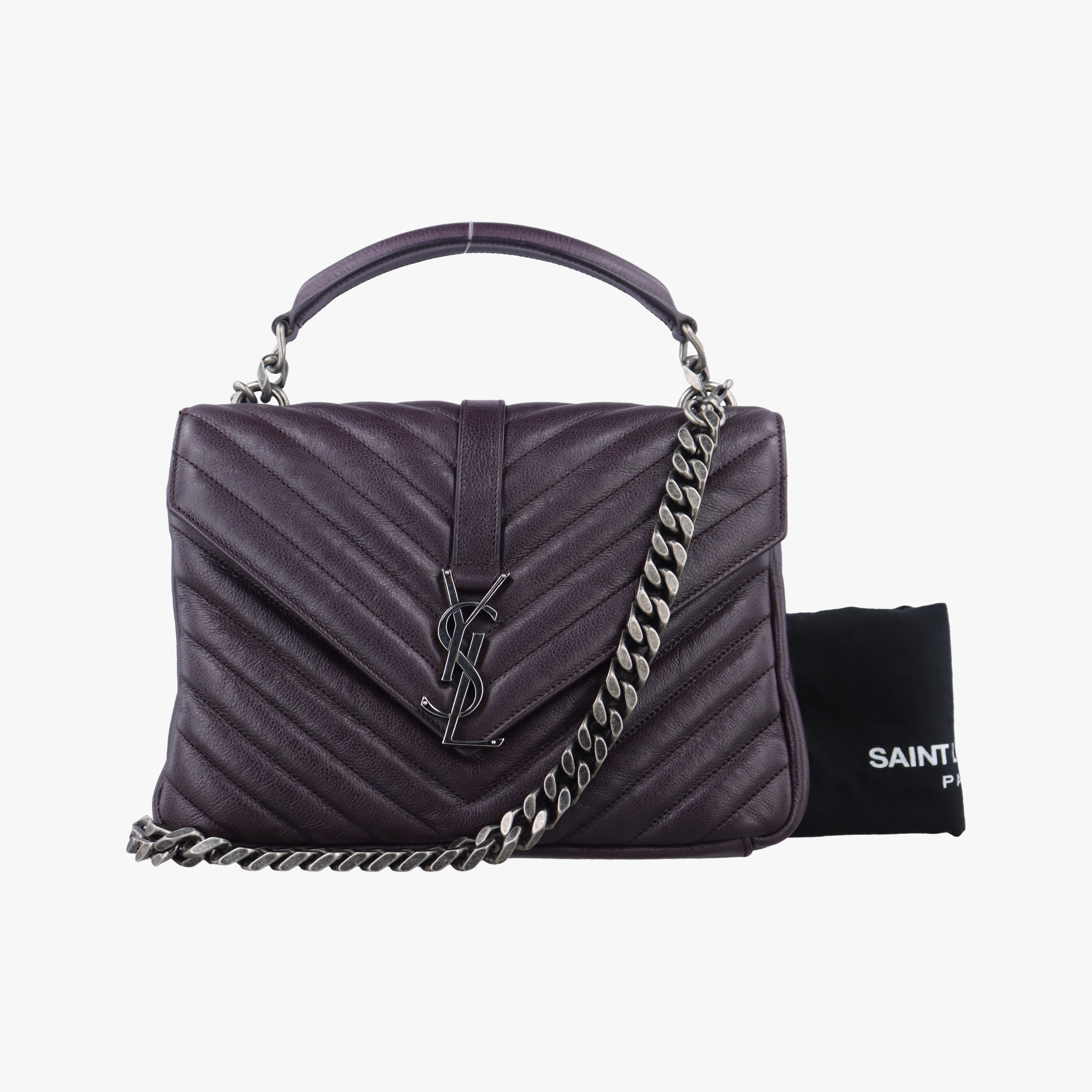 Vintage Yves Saint Laurent COLLEGE Purple Leather 428056 shoulderbag | stylenewstar