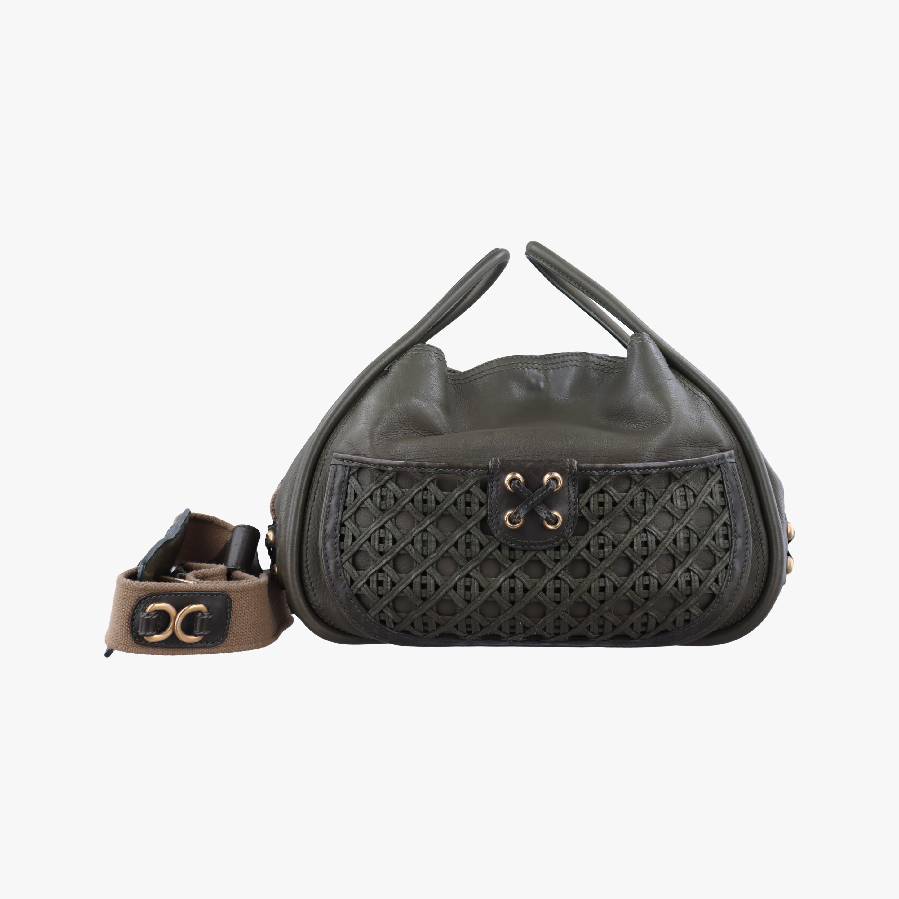 Pre-owned Christian Dior Lattice Messenger Green leather  shoulderbag | stylenewstar