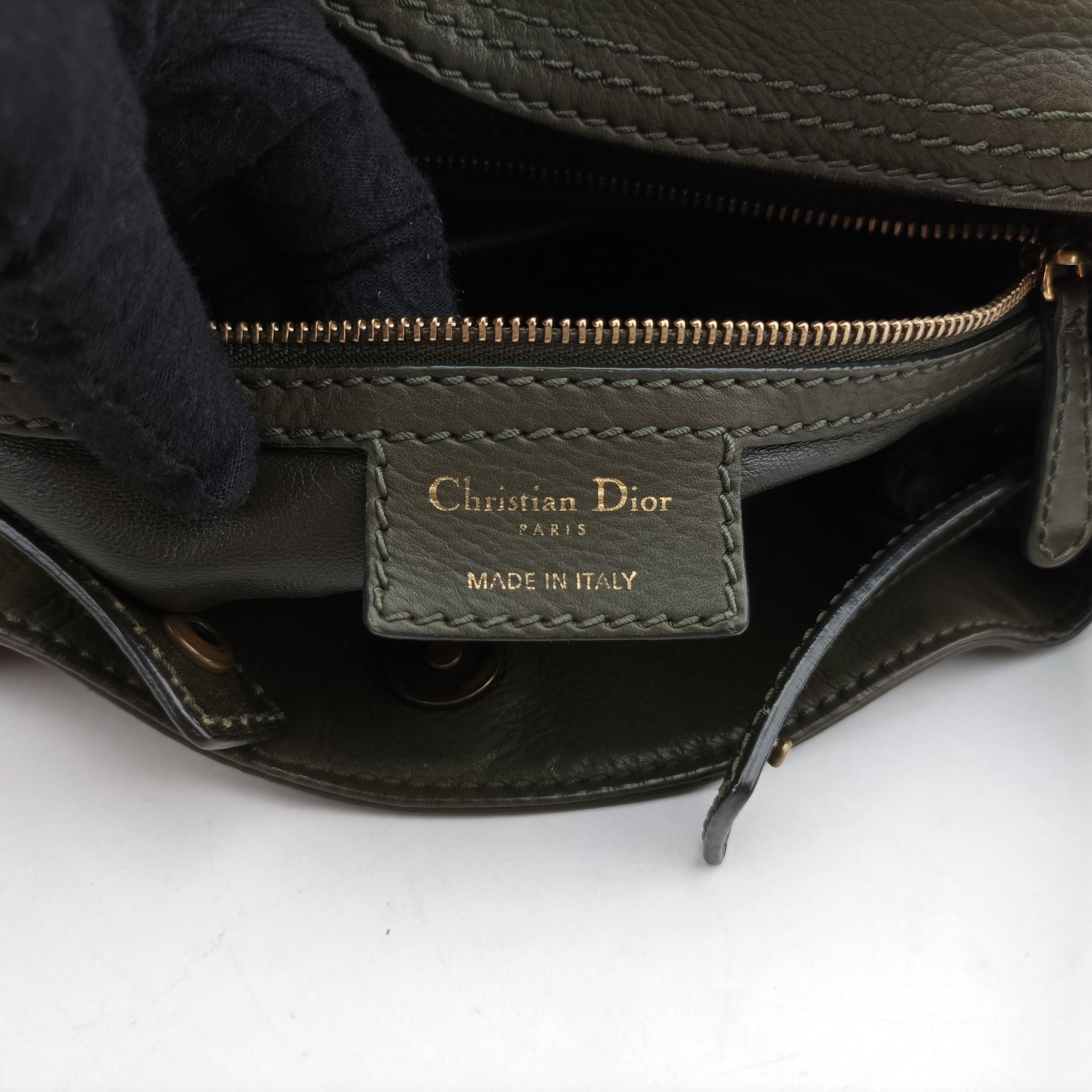 Pre-owned Christian Dior Lattice Messenger Green leather  shoulderbag | stylenewstar