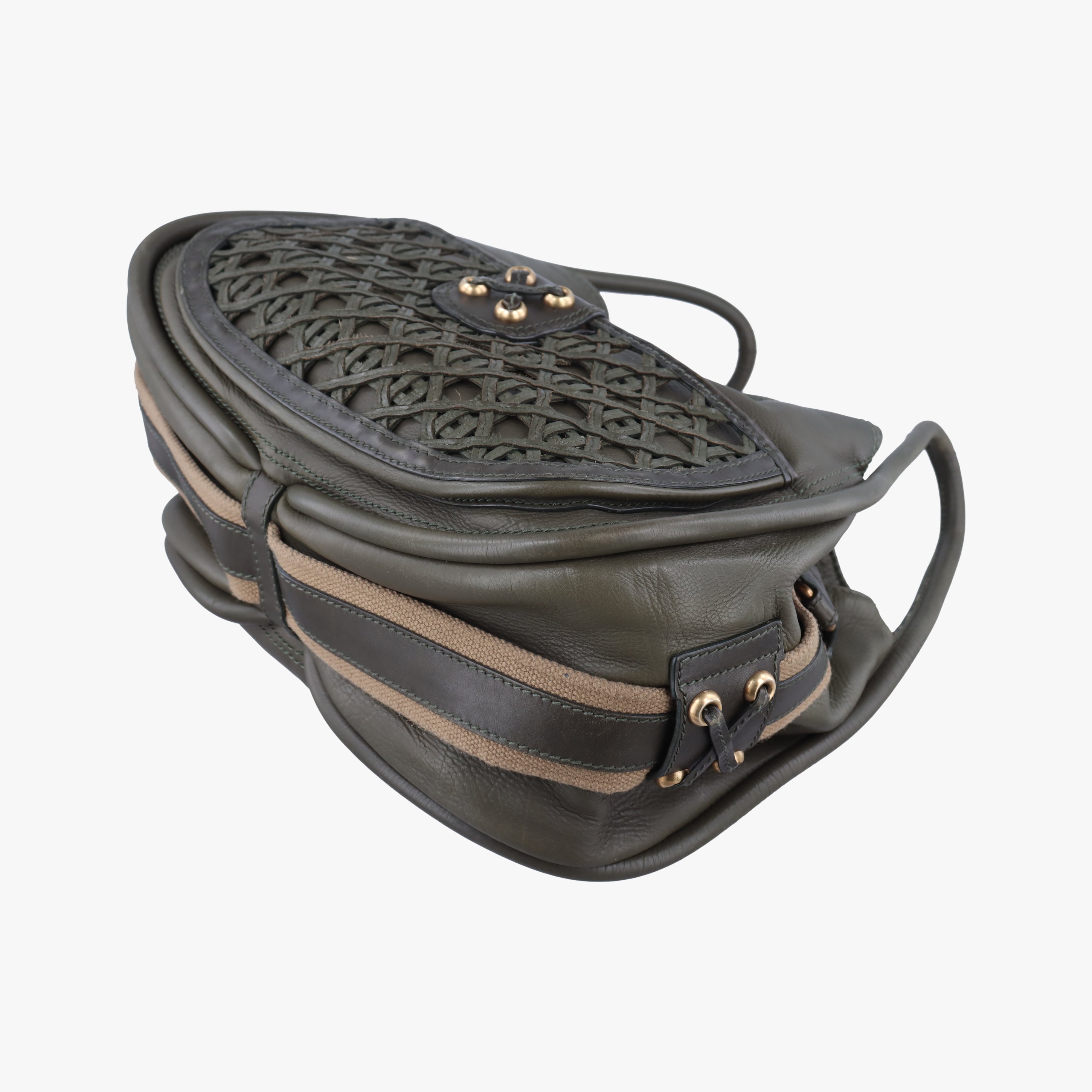 Pre-owned Christian Dior Lattice Messenger Green leather  shoulderbag | stylenewstar