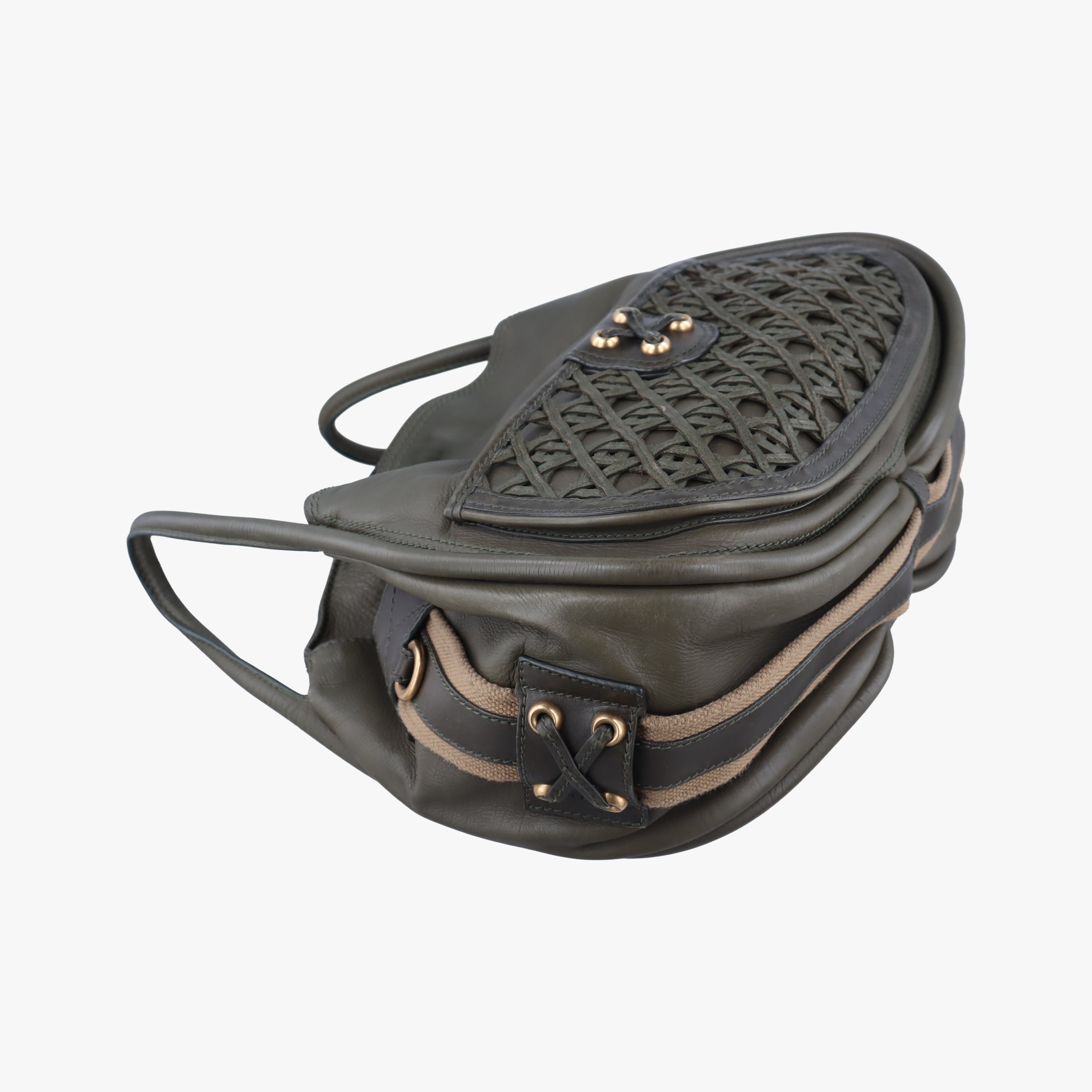 Pre-owned Christian Dior Lattice Messenger Green leather  shoulderbag | stylenewstar