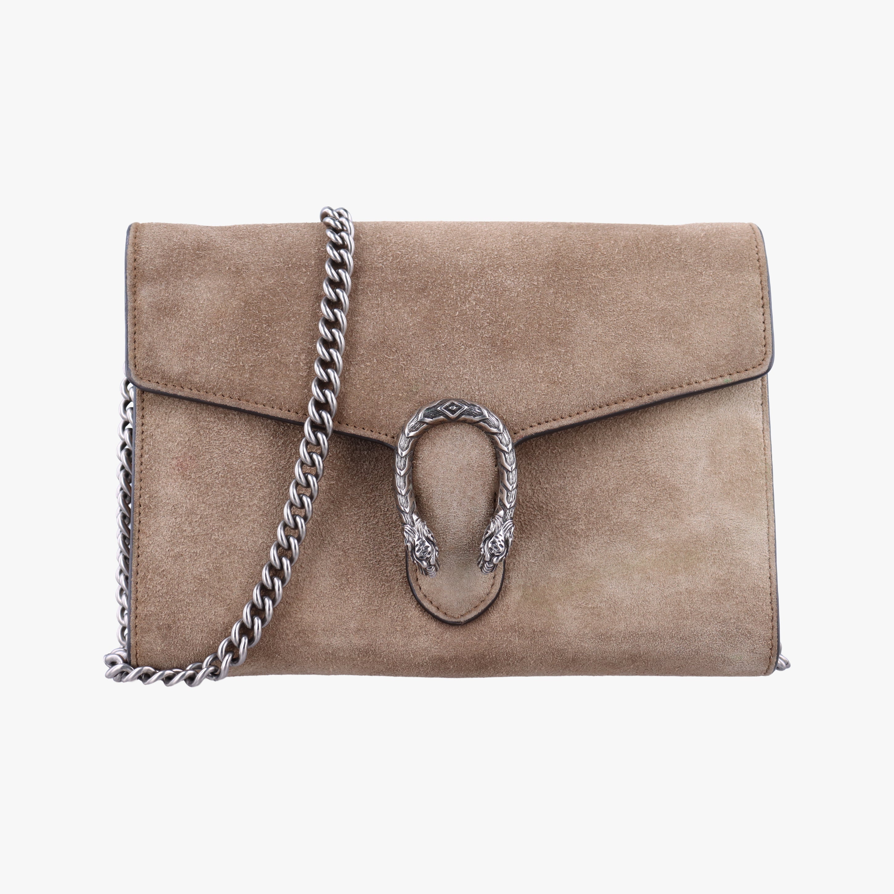 Pre-owned Gucci Dionysus Grey Suede 401231 shoulderbag | stylenewstar