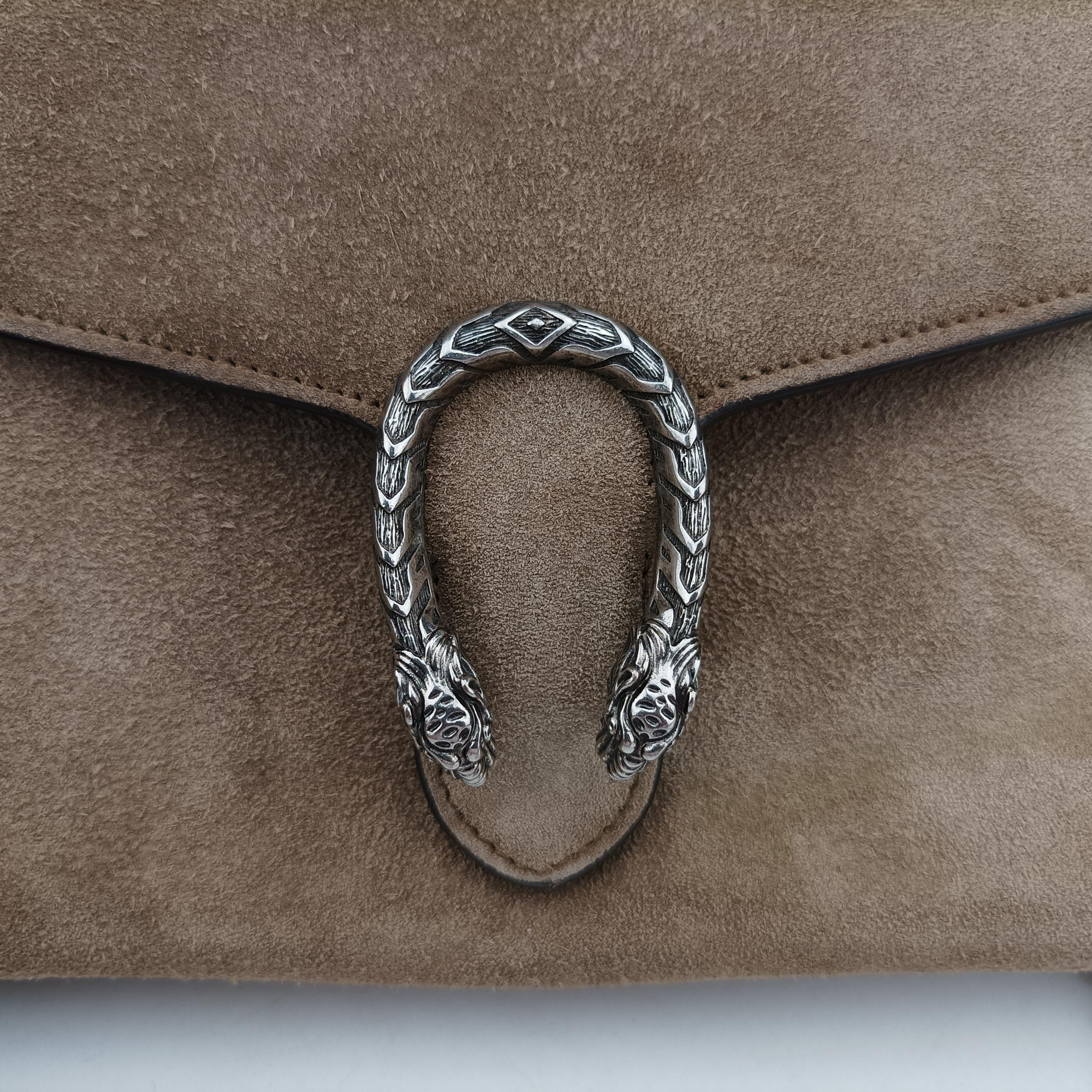 Pre-owned Gucci Dionysus Grey Suede 401231 shoulderbag | stylenewstar