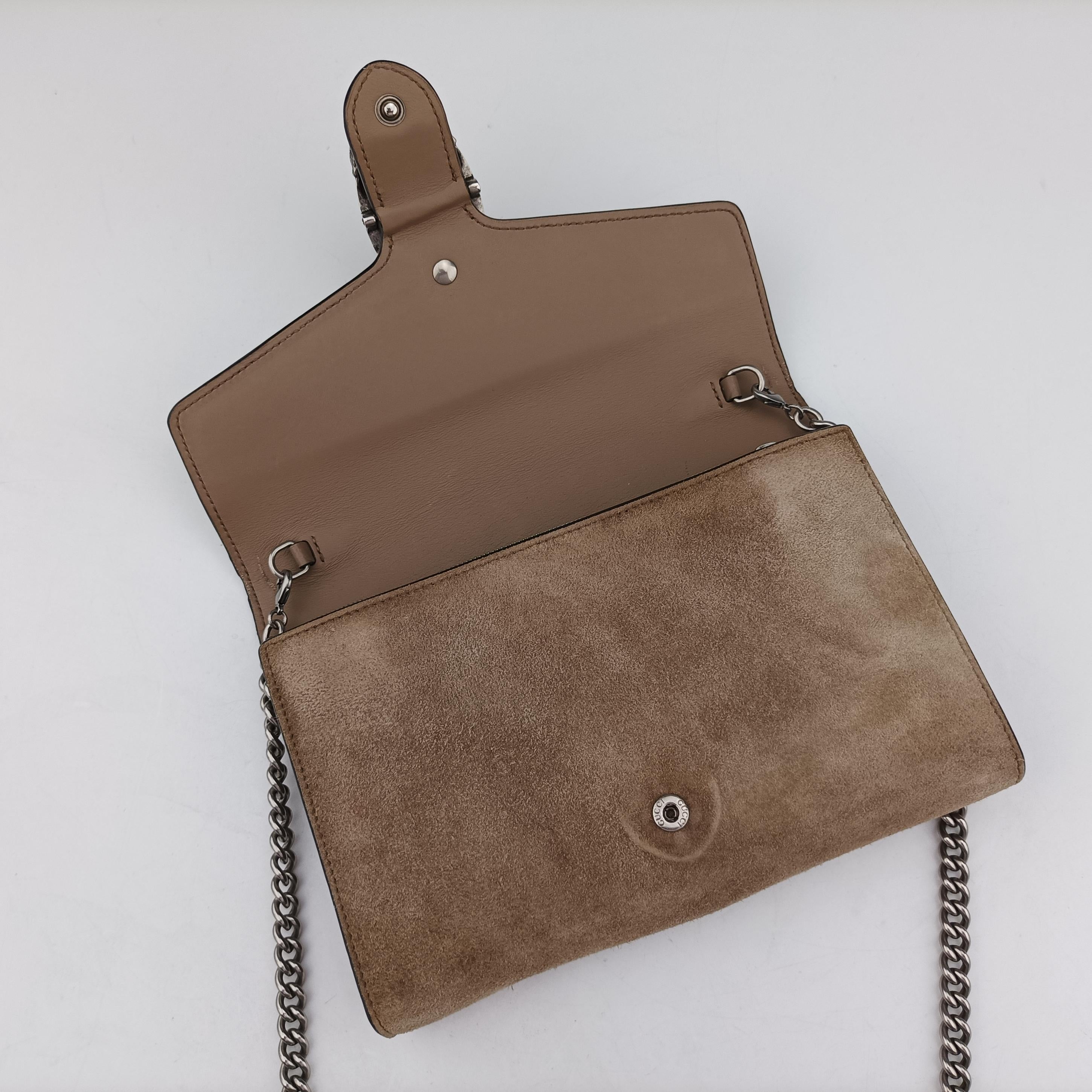 Pre-owned Gucci Dionysus Grey Suede 401231 shoulderbag | stylenewstar