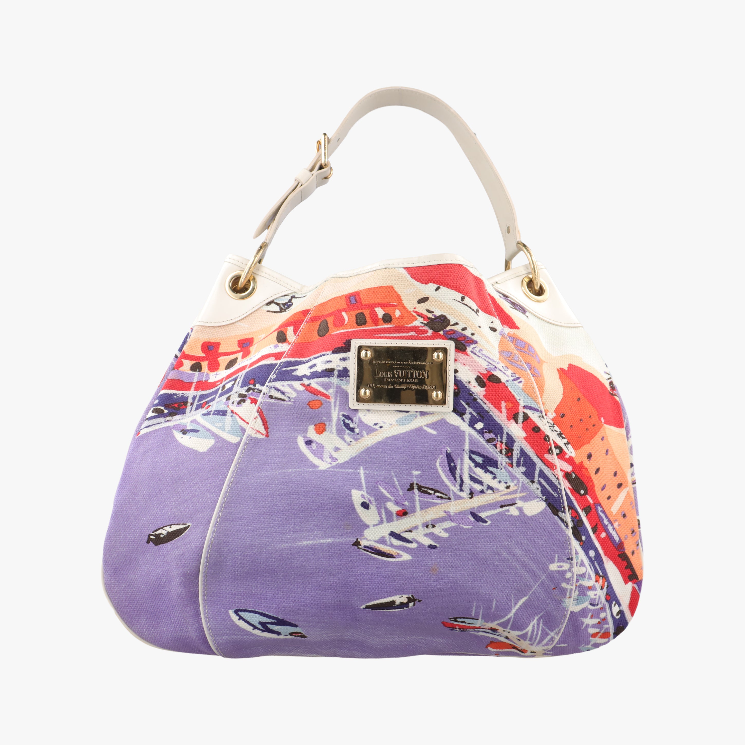 Pre-owned Louis Vuitton 2009 Cruise Galliera Riviera GM White × Purple × Red × Yellow Canvas × Leather M95805 shoulderbag | stylenewstar