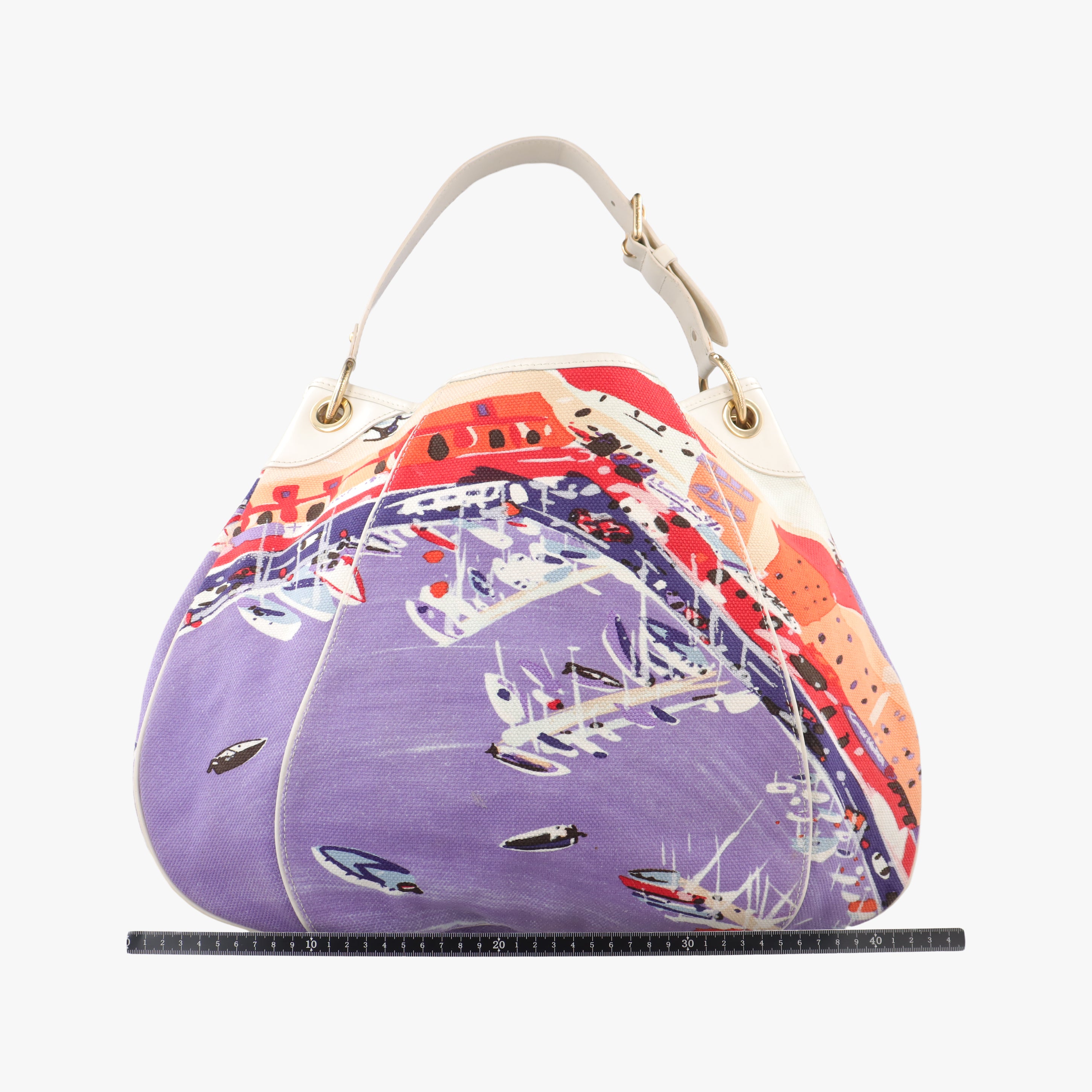 Pre-owned Louis Vuitton 2009 Cruise Galliera Riviera GM White × Purple × Red × Yellow Canvas × Leather M95805 shoulderbag | stylenewstar