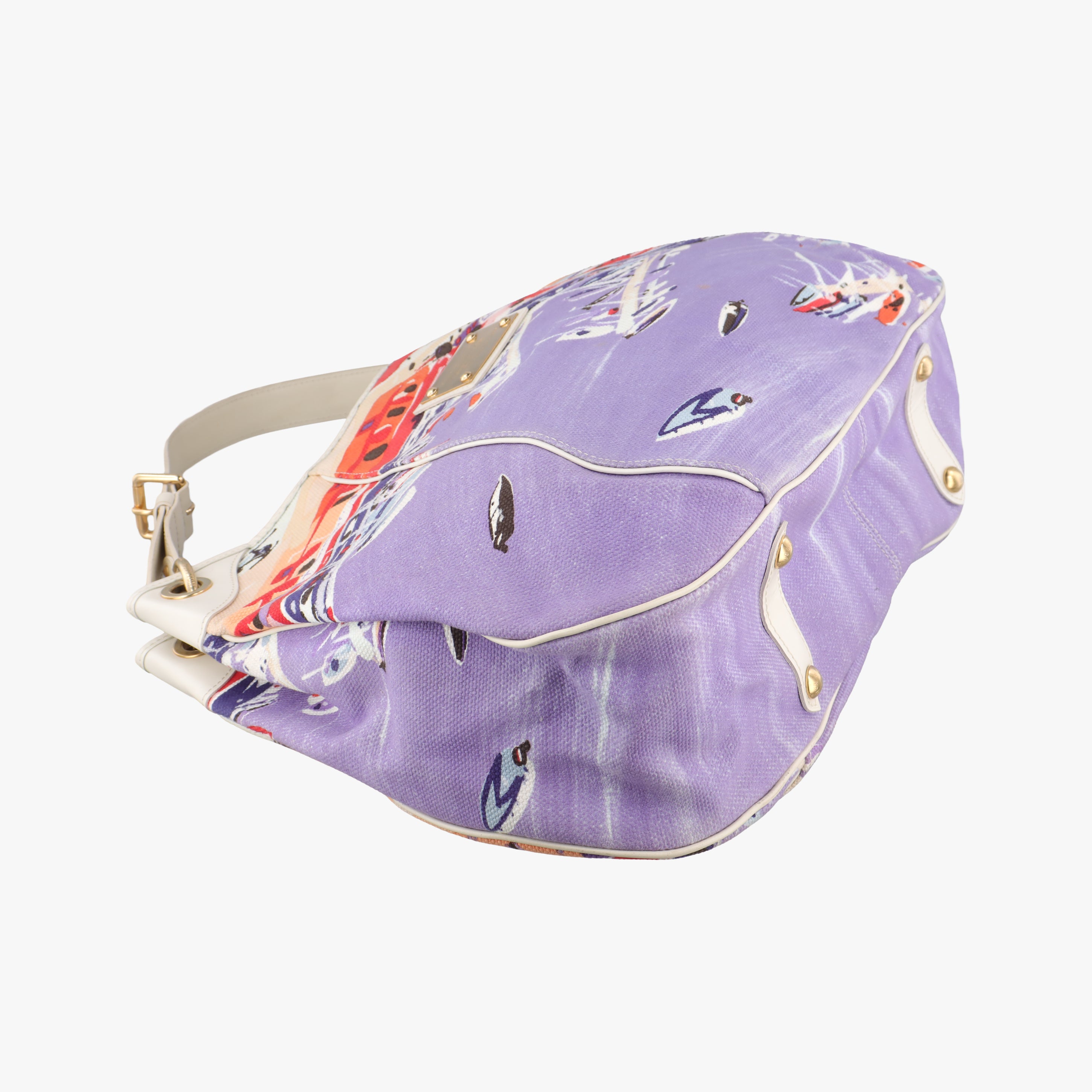 Pre-owned Louis Vuitton 2009 Cruise Galliera Riviera GM White × Purple × Red × Yellow Canvas × Leather M95805 shoulderbag | stylenewstar