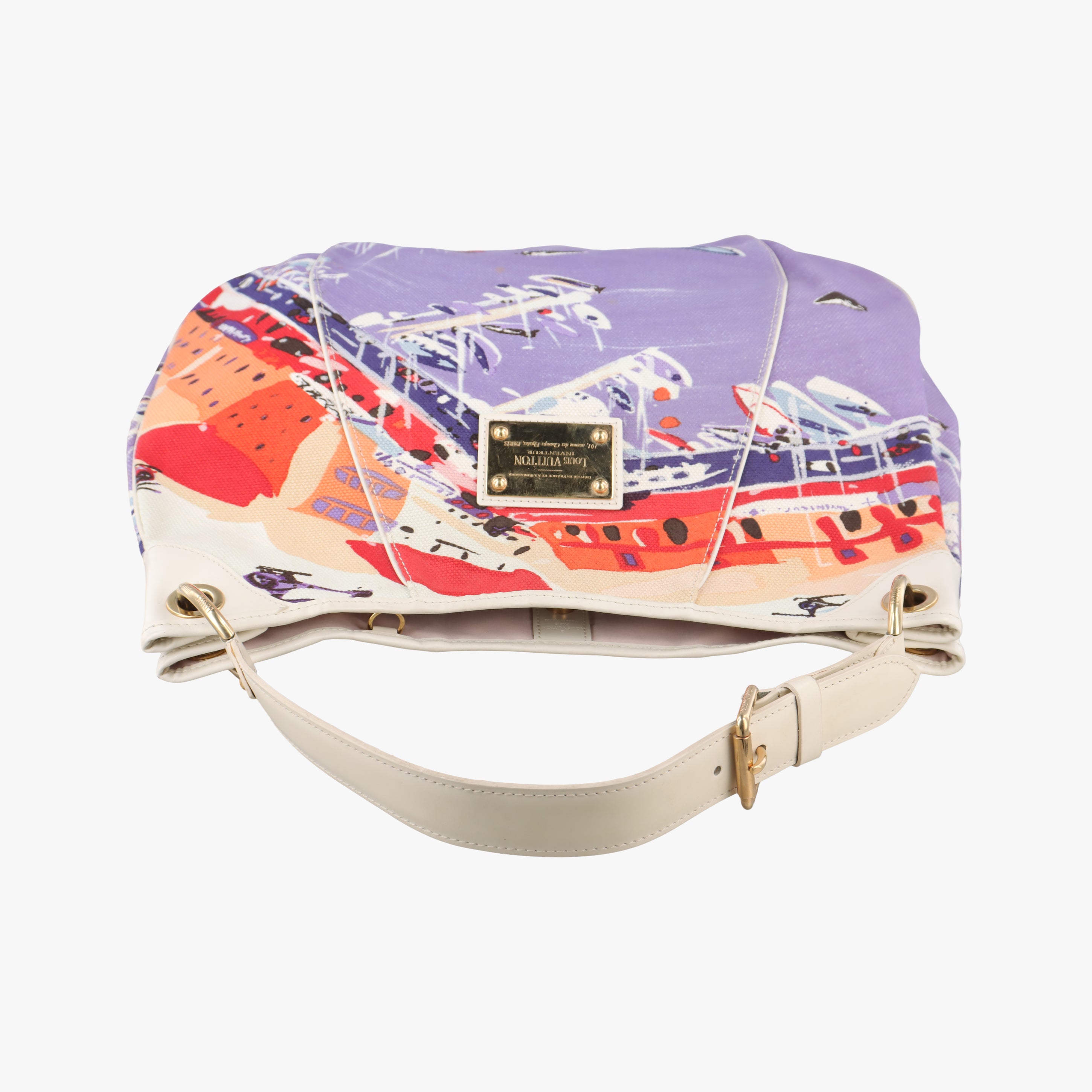 Pre-owned Louis Vuitton 2009 Cruise Galliera Riviera GM White × Purple × Red × Yellow Canvas × Leather M95805 shoulderbag | stylenewstar