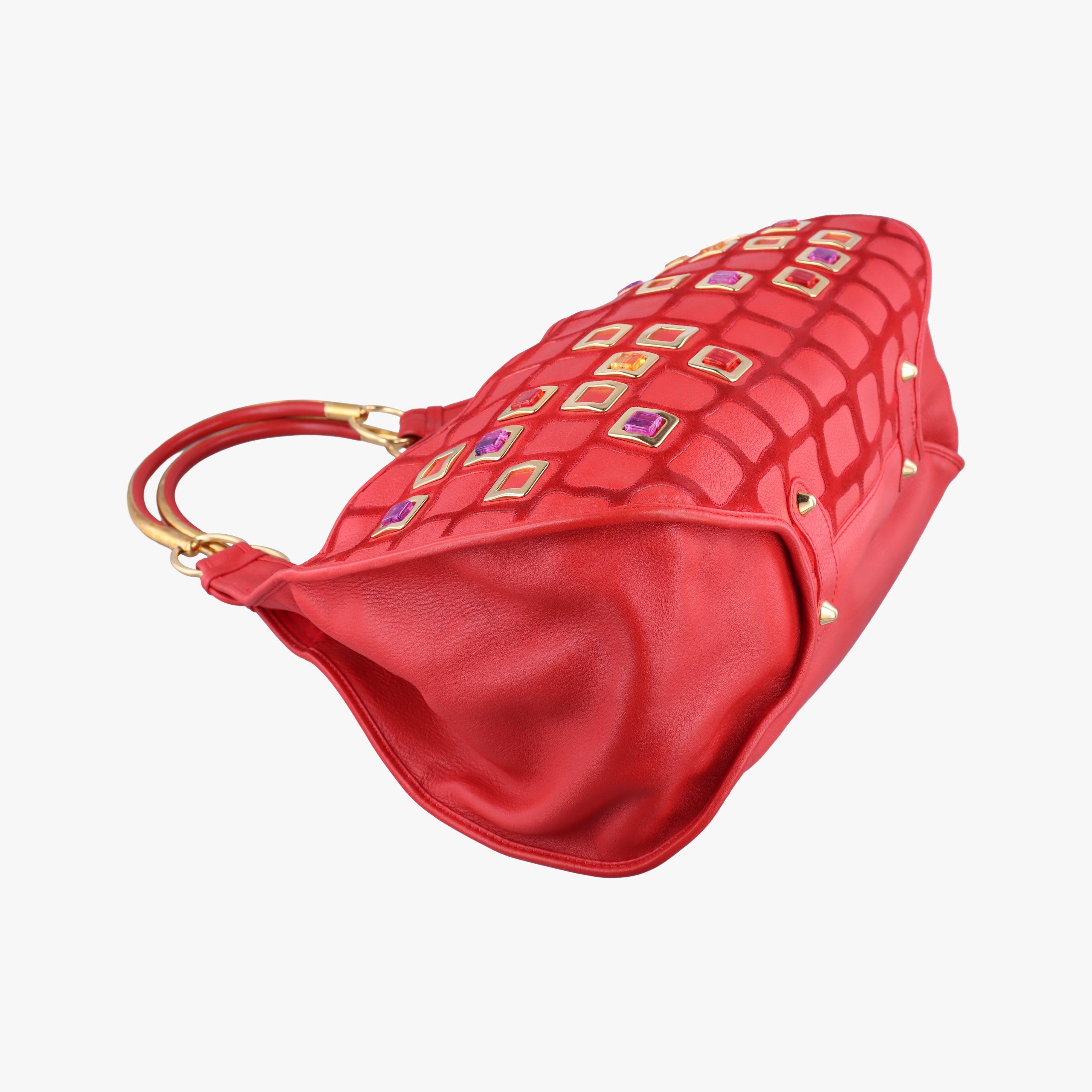 Pre-owned Christian Dior Bejeweled Hobo Red leather  handbag | stylenewstar