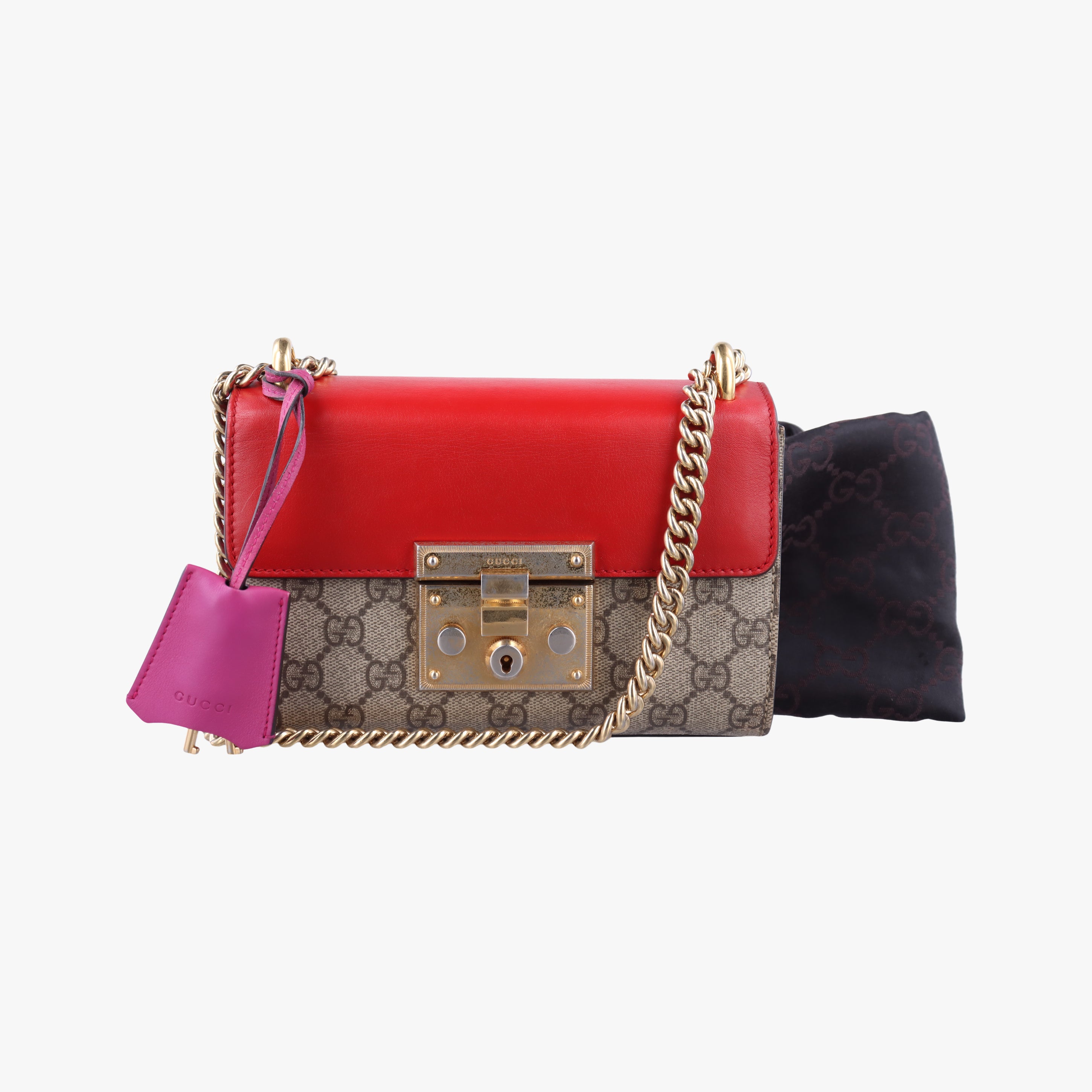 Secondhand Gucci Padlock beige×red×pink PVC coated canvas×Leather 409487 shoulderbag | stylenewstar