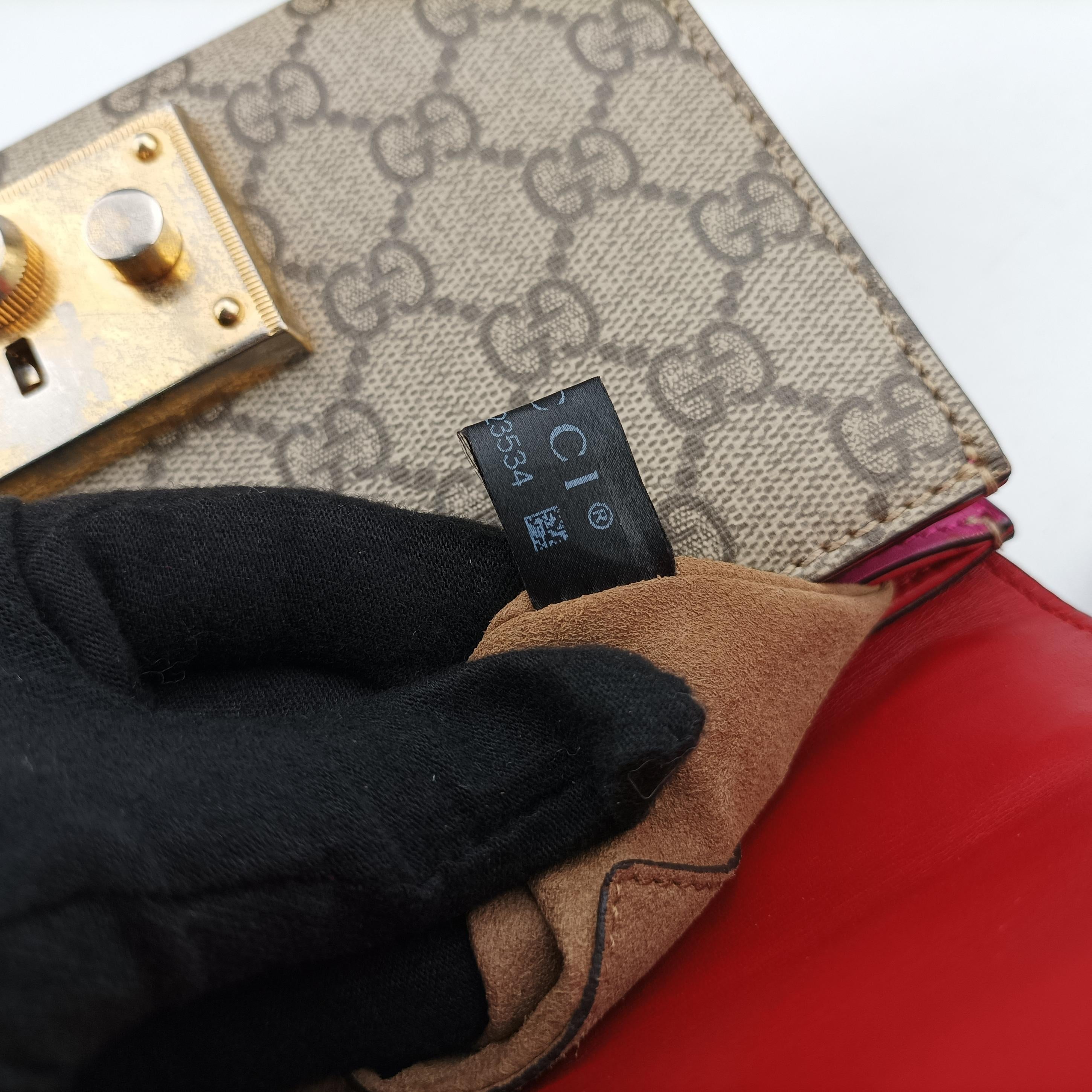 Secondhand Gucci Padlock beige×red×pink PVC coated canvas×Leather 409487 shoulderbag | stylenewstar