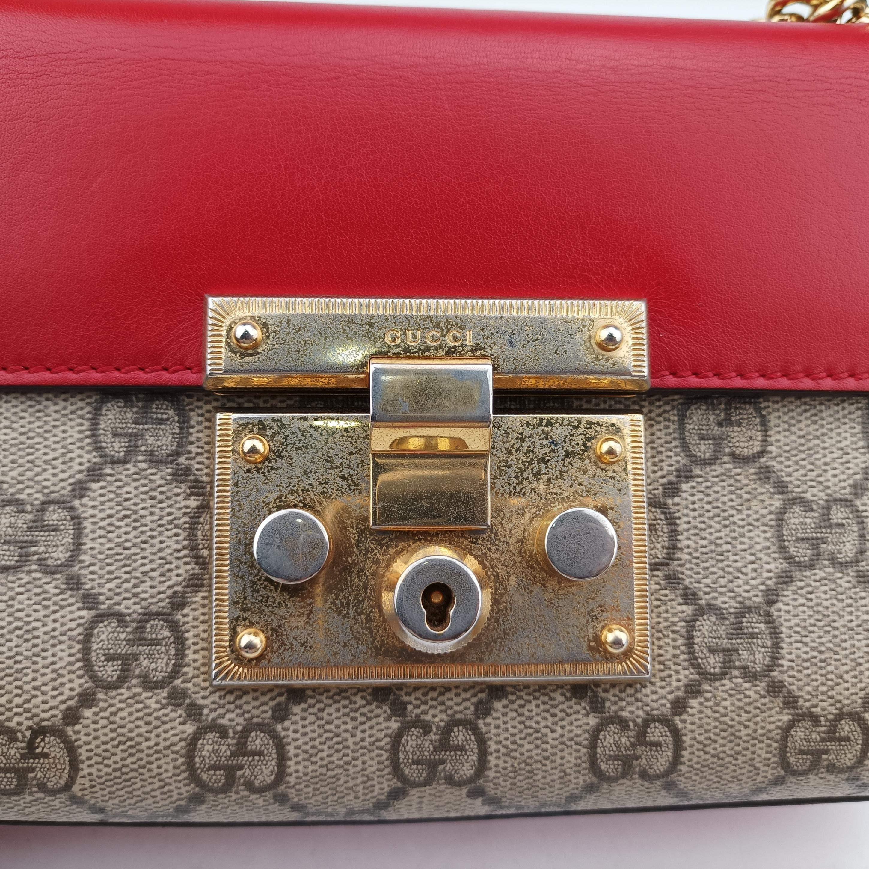Secondhand Gucci Padlock beige×red×pink PVC coated canvas×Leather 409487 shoulderbag | stylenewstar