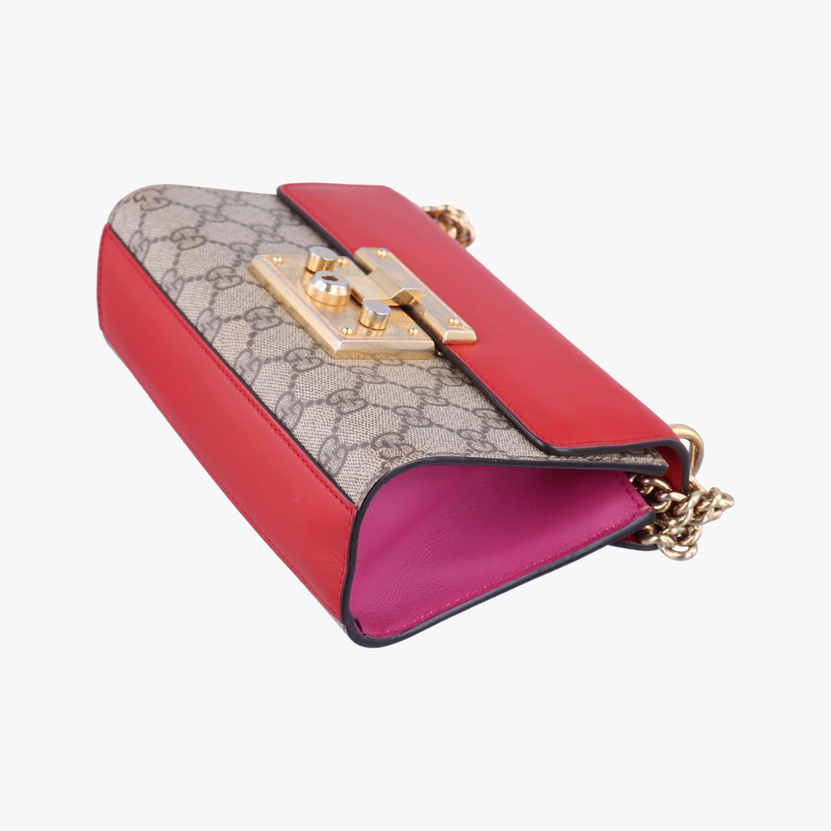Secondhand Gucci Padlock beige×red×pink PVC coated canvas×Leather 409487 shoulderbag | stylenewstar