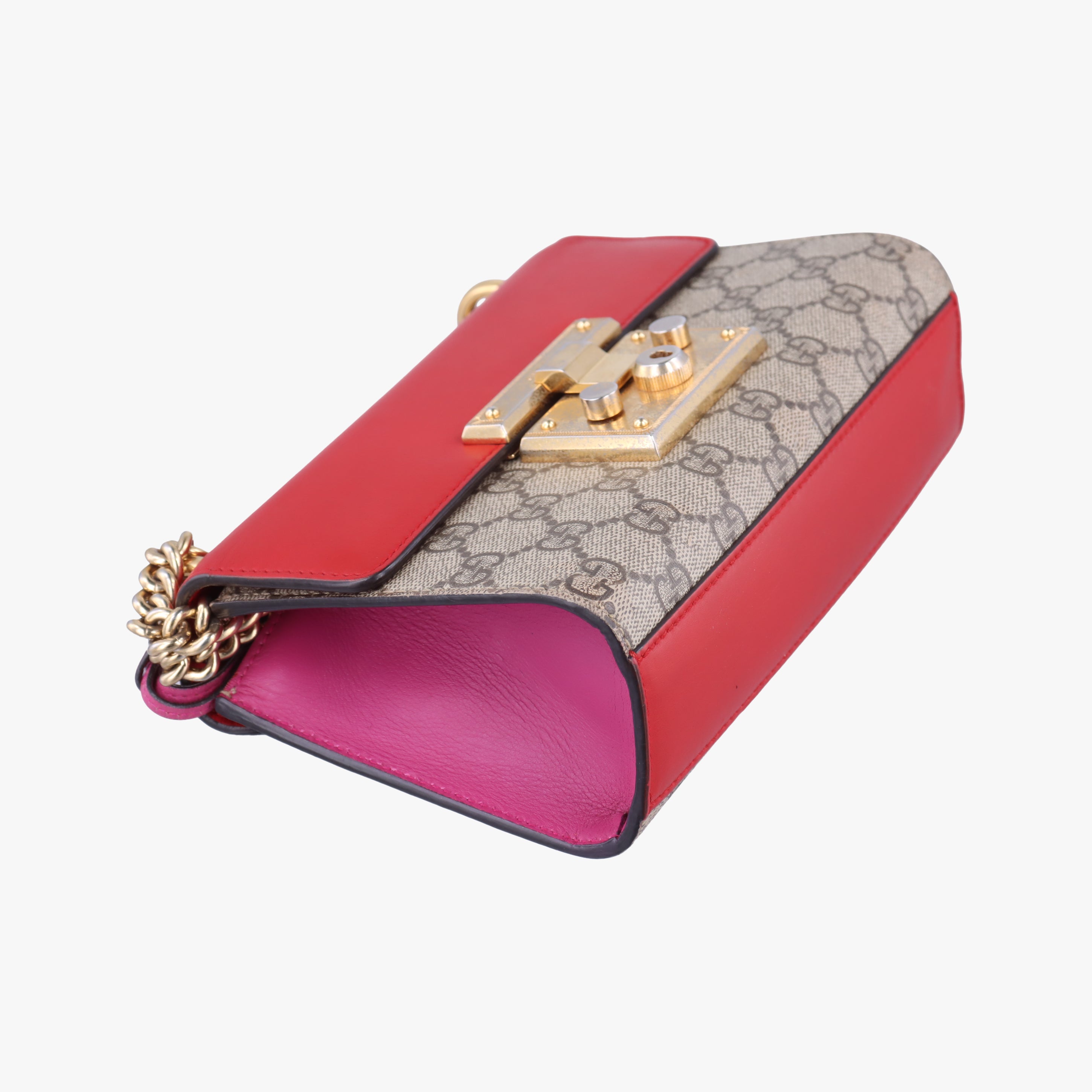 Secondhand Gucci Padlock beige×red×pink PVC coated canvas×Leather 409487 shoulderbag | stylenewstar