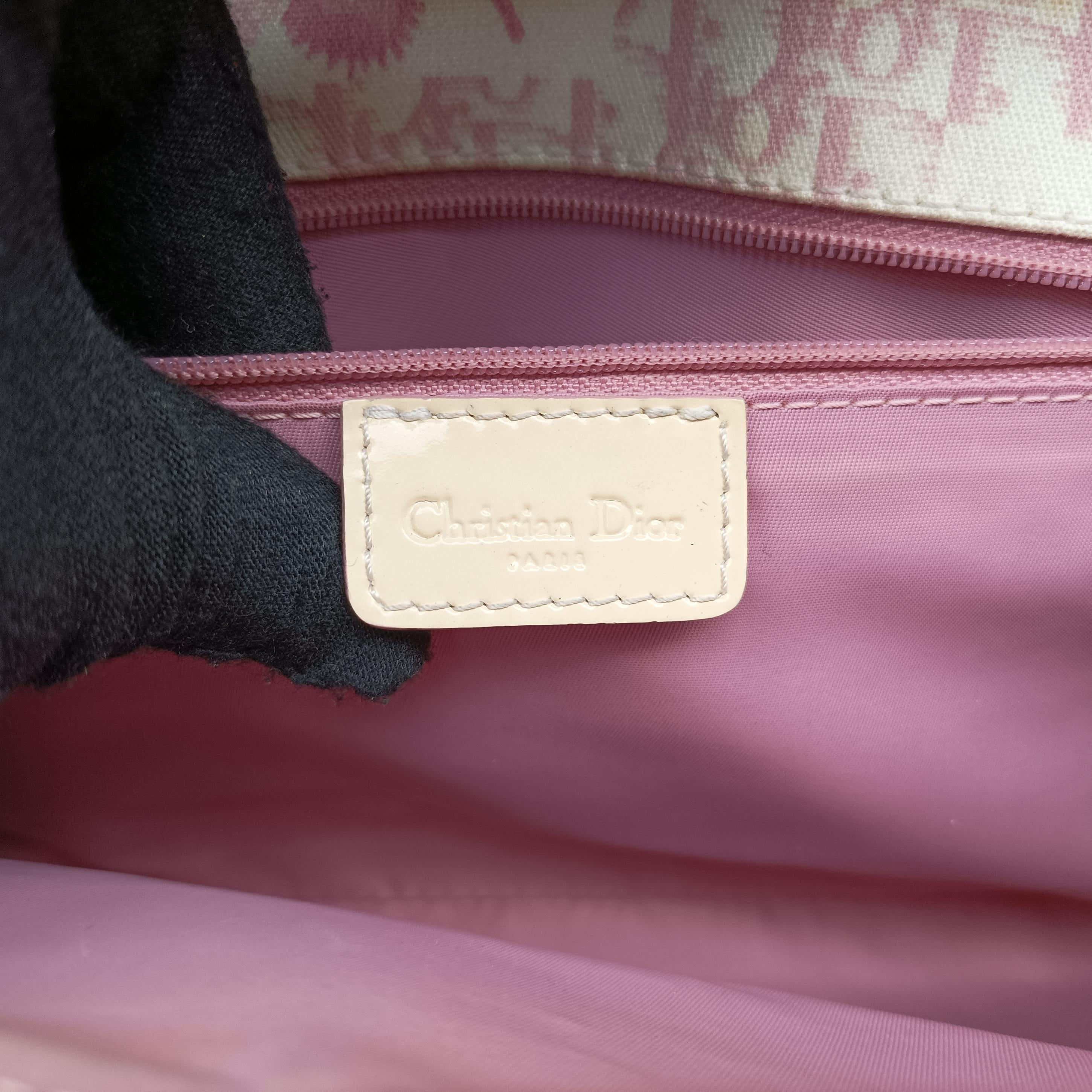 Pre-owned Christian Dior Cherry Blossom Flower Baguette White×Multicolour canvas  handbag | stylenewstar