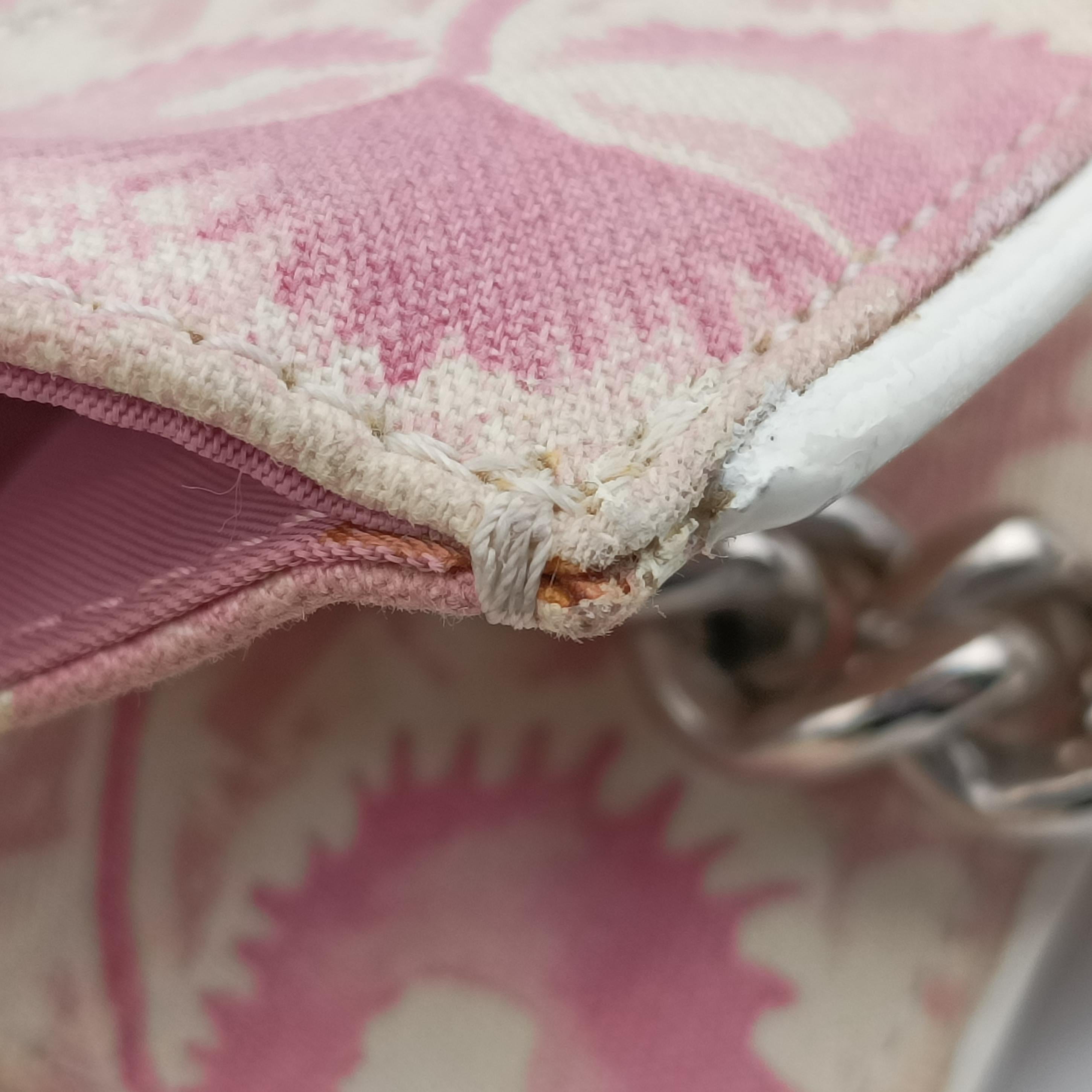 Pre-owned Christian Dior Cherry Blossom Flower Baguette White×Multicolour canvas  handbag | stylenewstar