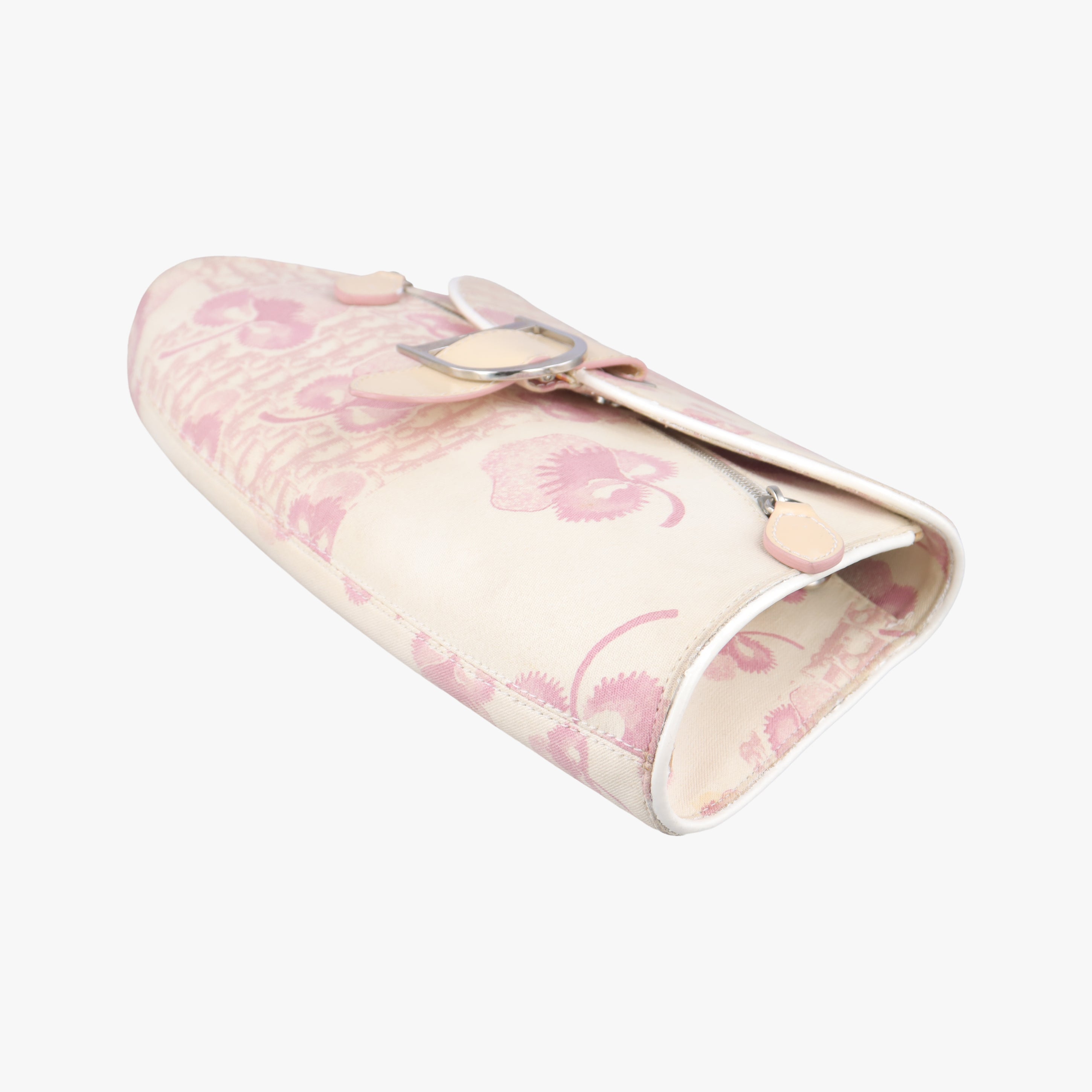 Pre-owned Christian Dior Cherry Blossom Flower Baguette White×Multicolour canvas  handbag | stylenewstar