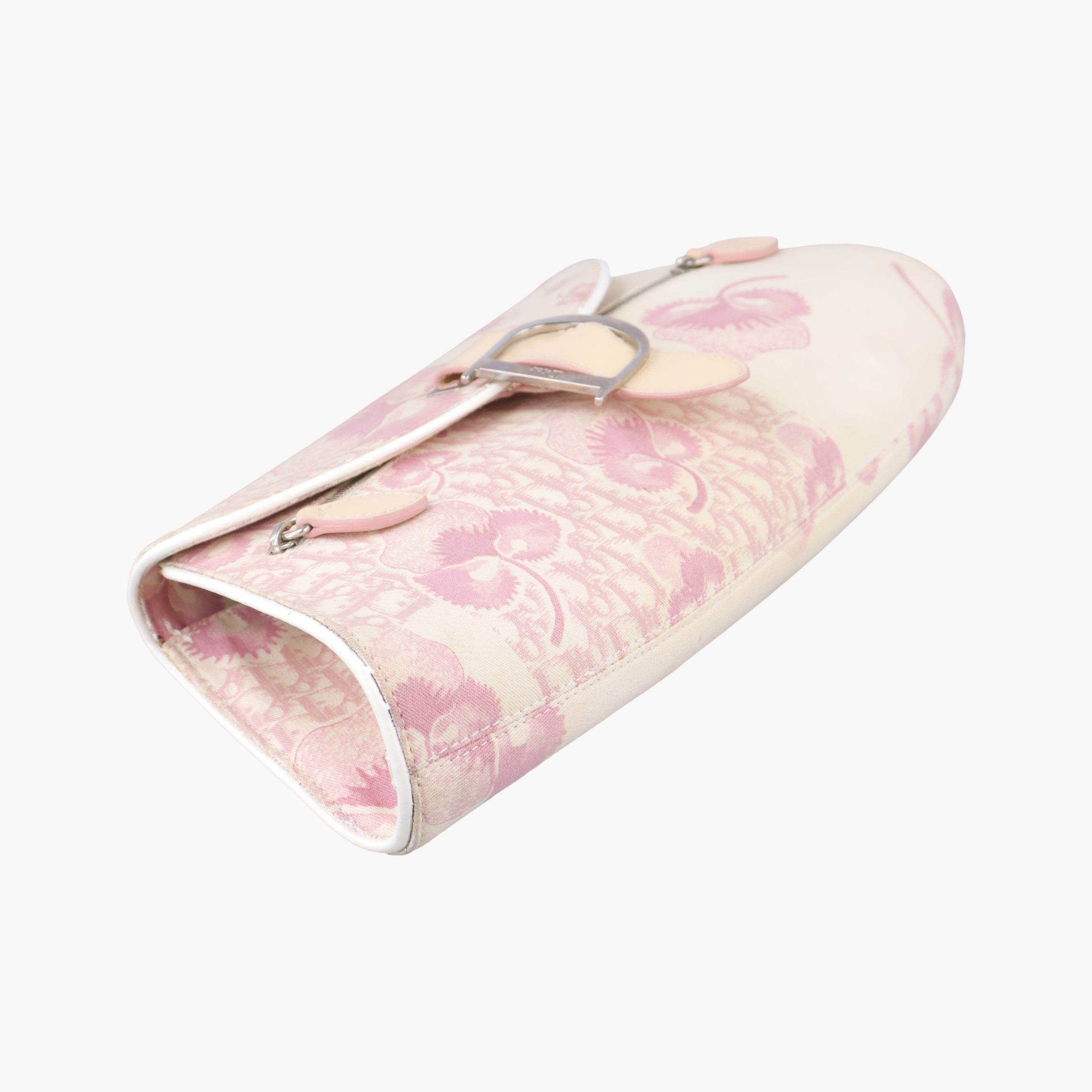 Pre-owned Christian Dior Cherry Blossom Flower Baguette White×Multicolour canvas  handbag | stylenewstar