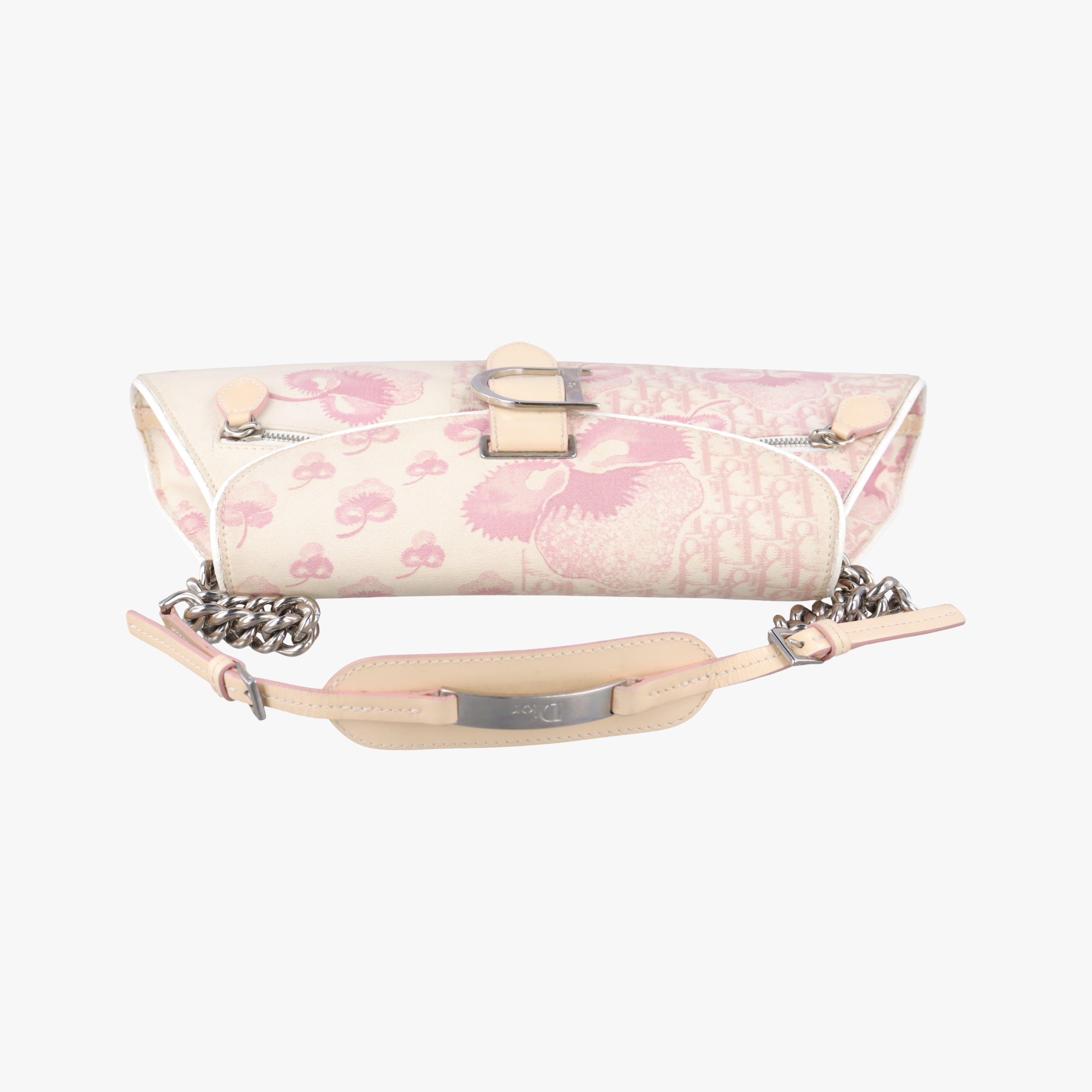 Pre-owned Christian Dior Cherry Blossom Flower Baguette White×Multicolour canvas  handbag | stylenewstar