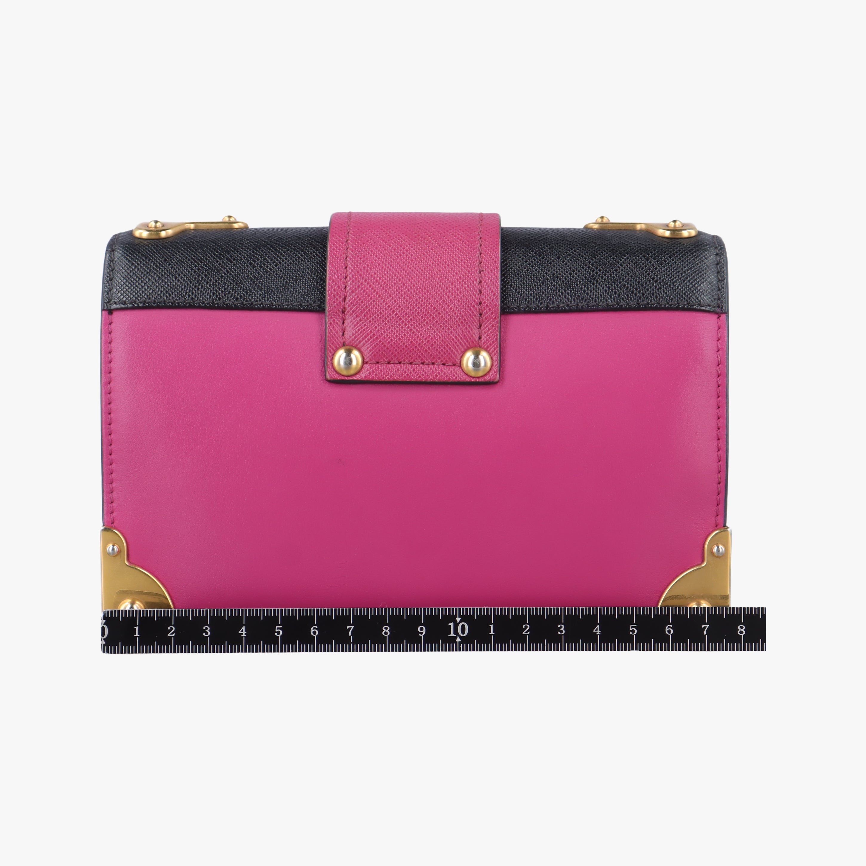 Pre-owned Prada City Calf Astrology Cahier pink×Black Saffiano leather×Leather  shoulderbag | stylenewstar