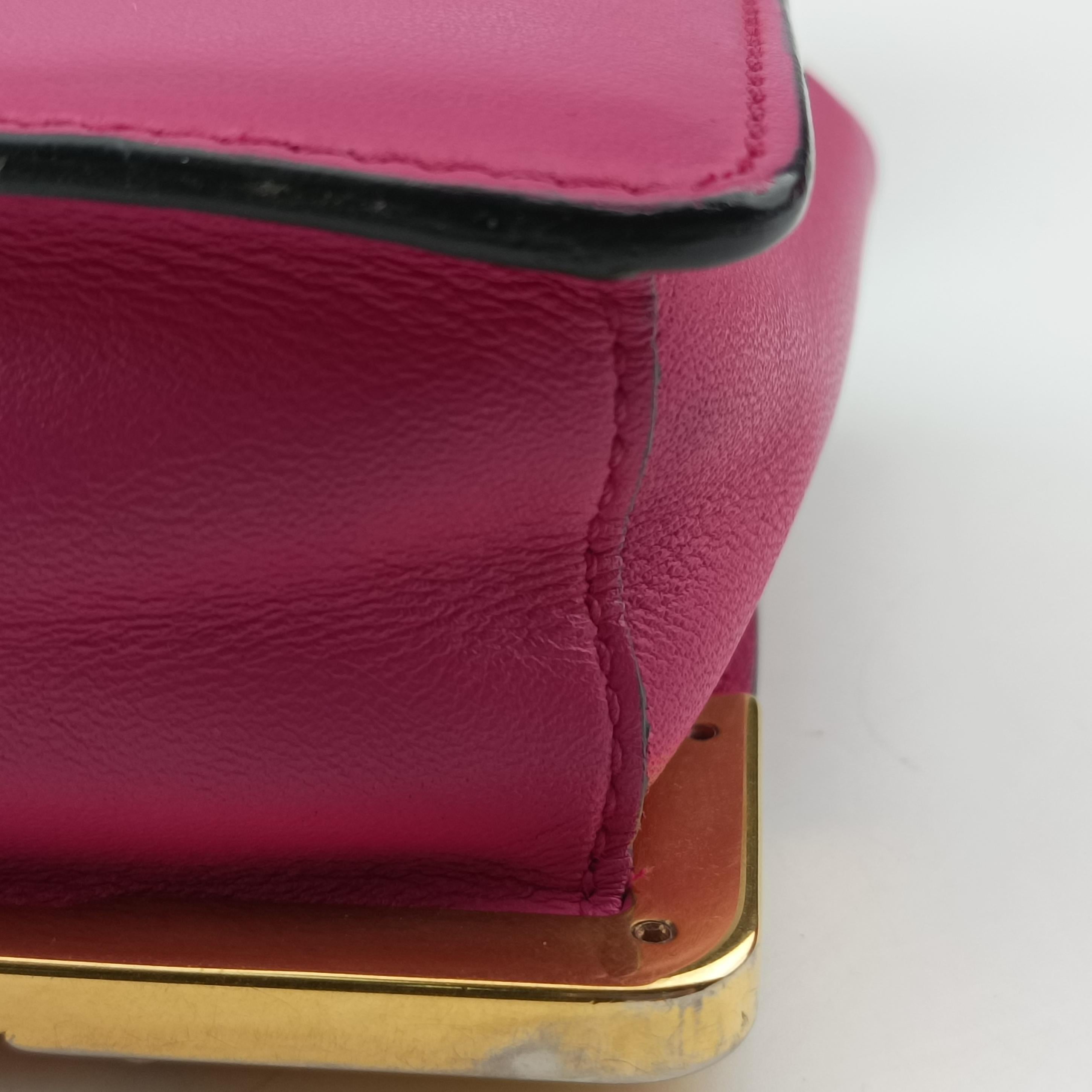 Pre-owned Prada City Calf Astrology Cahier pink×Black Saffiano leather×Leather  shoulderbag | stylenewstar