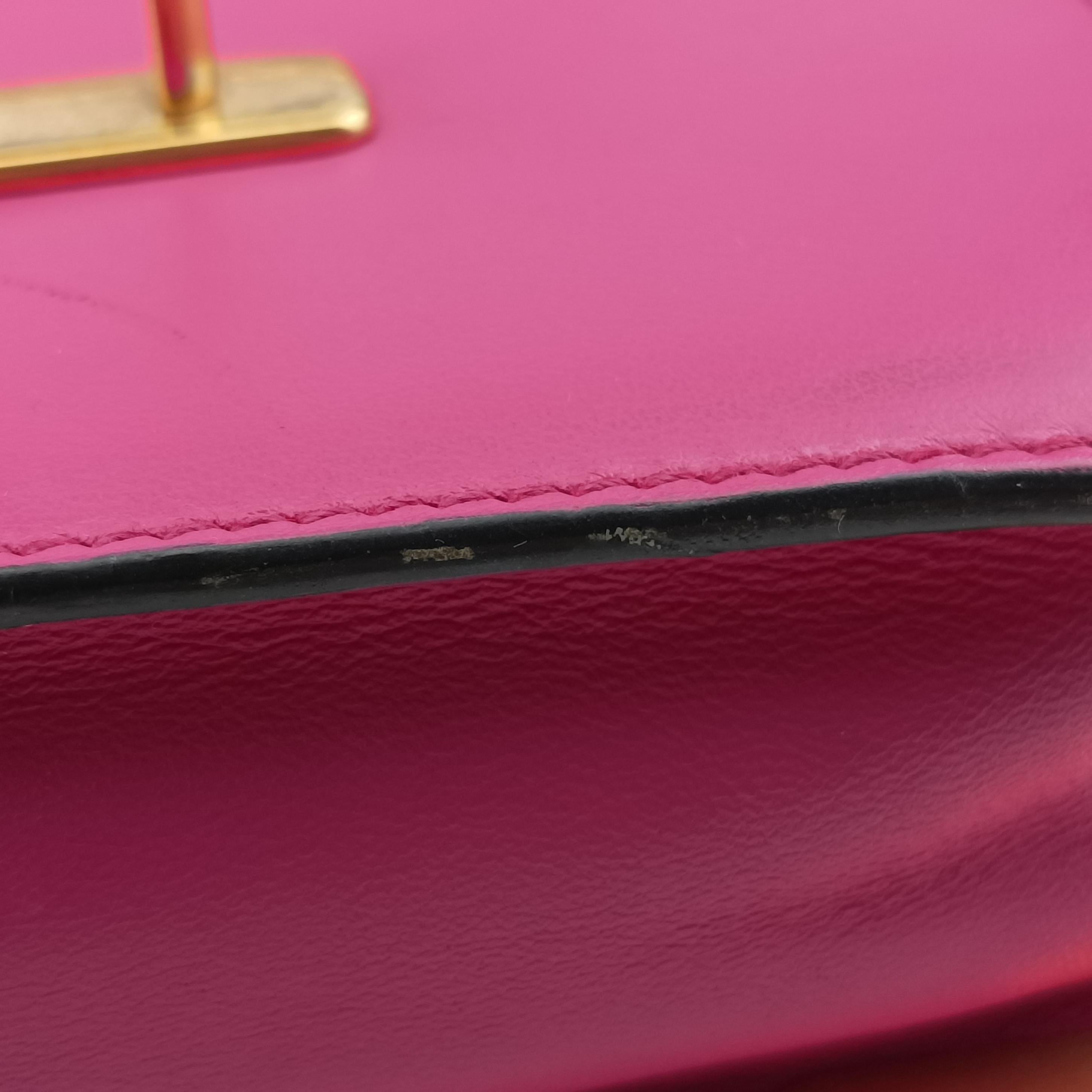 Pre-owned Prada City Calf Astrology Cahier pink×Black Saffiano leather×Leather  shoulderbag | stylenewstar