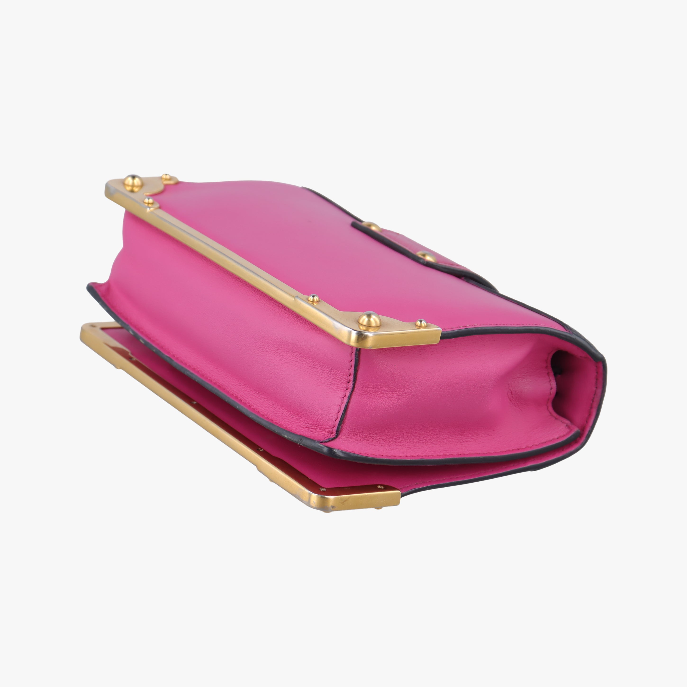 Pre-owned Prada City Calf Astrology Cahier pink×Black Saffiano leather×Leather  shoulderbag | stylenewstar