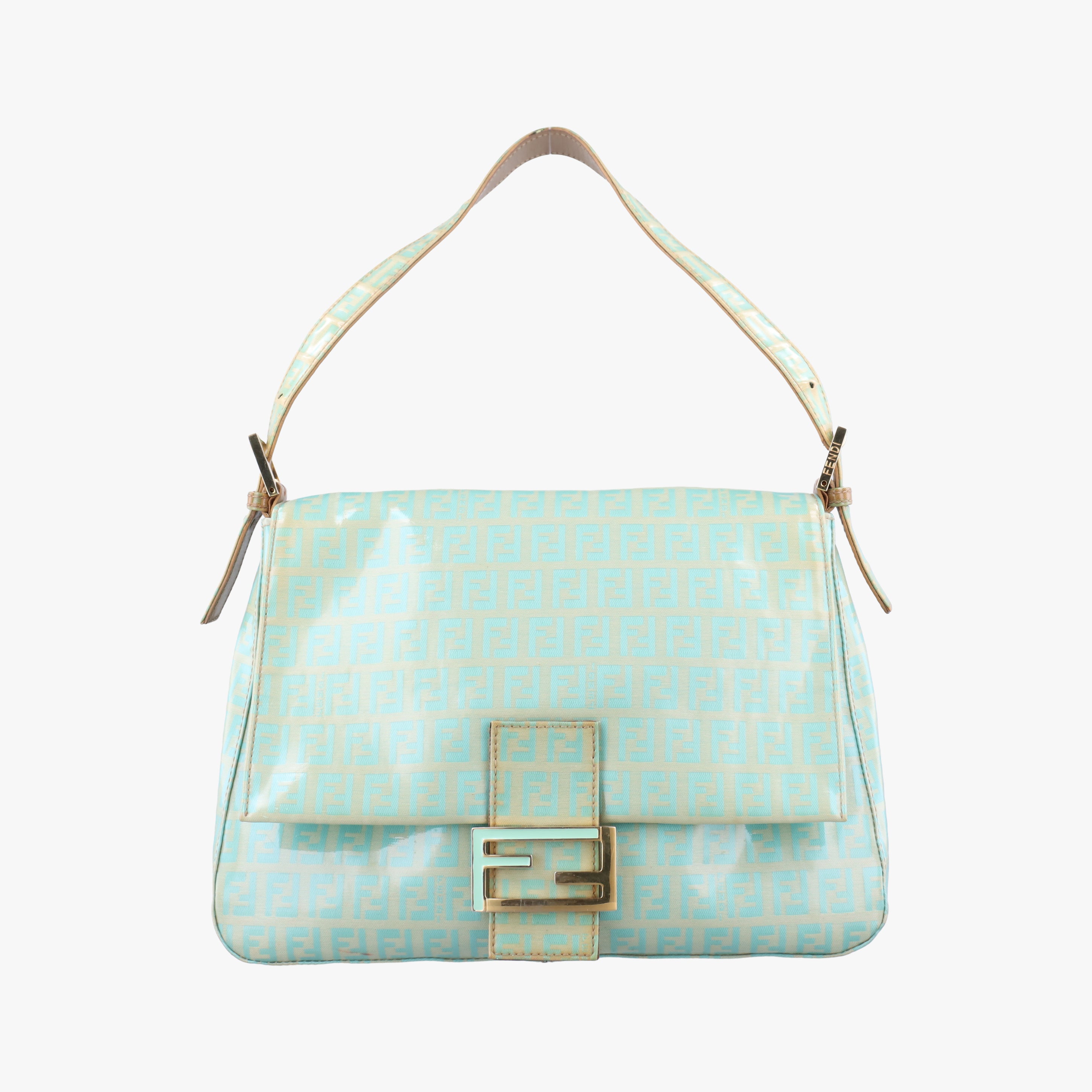 Secondhand Fendi Mamma Baguette Green Patent  handbag | stylenewstar