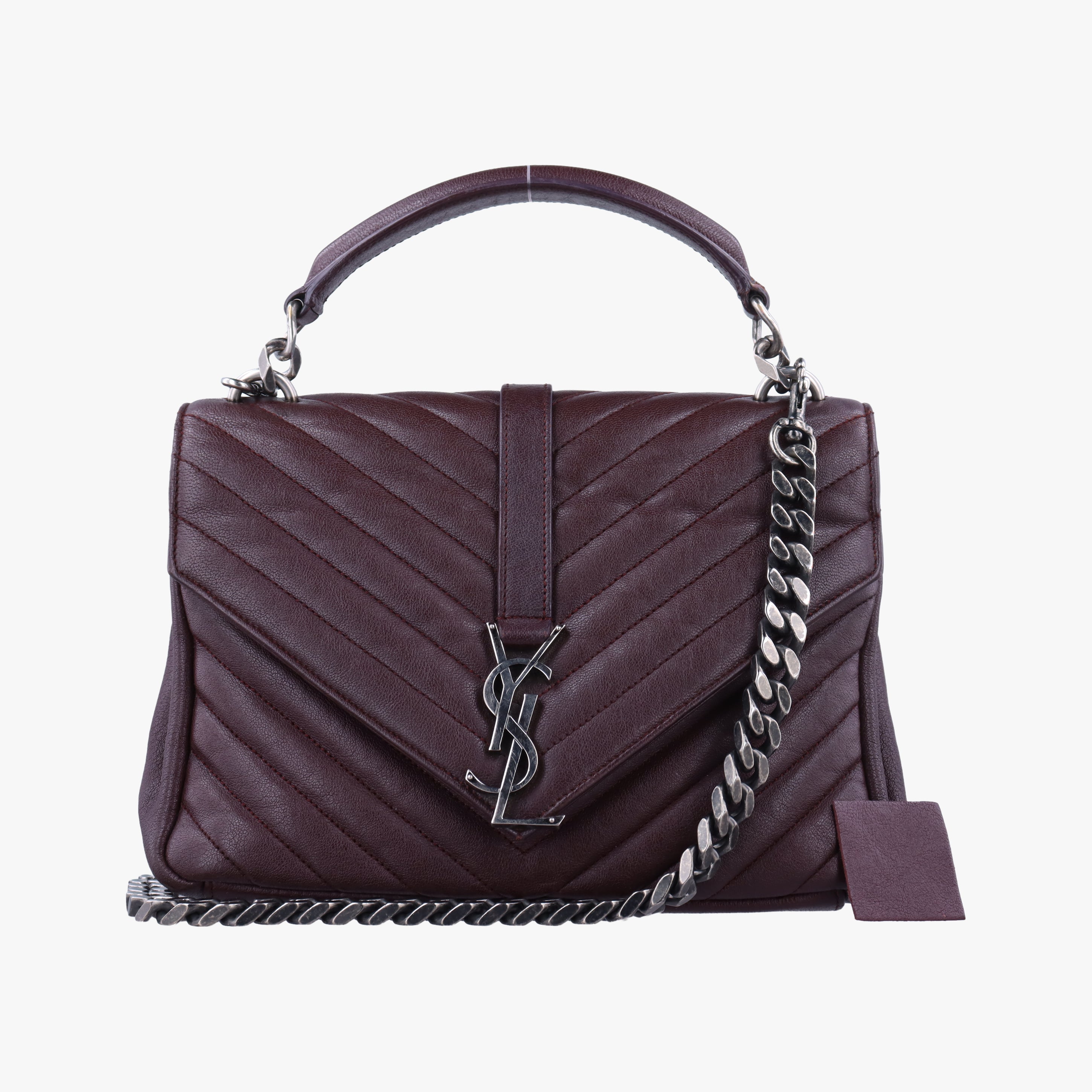 Pre-owned Yves Saint Laurent COLLEGE Burgundy Leather 428056 shoulderbag | stylenewstar