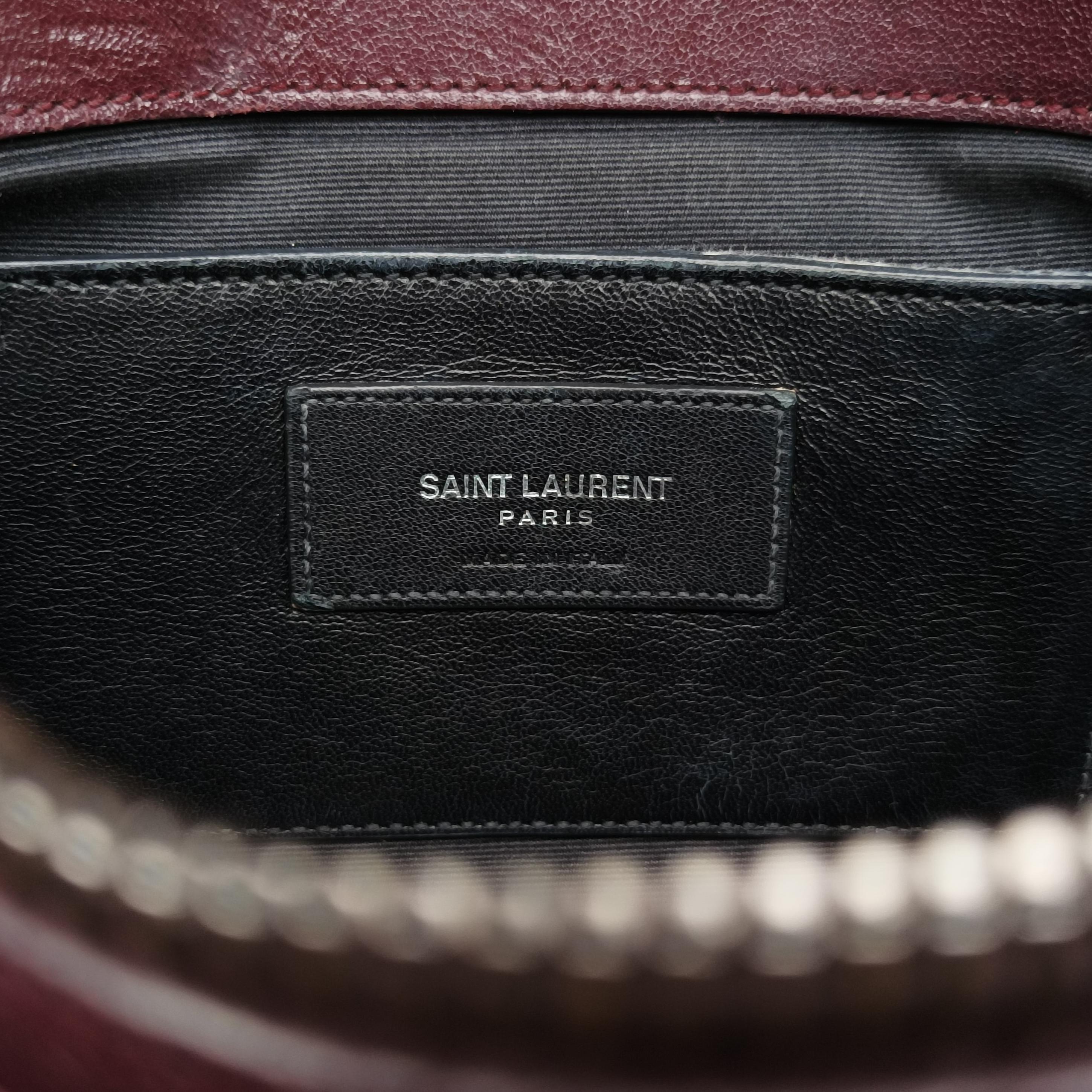 Pre-owned Yves Saint Laurent COLLEGE Burgundy Leather 428056 shoulderbag | stylenewstar