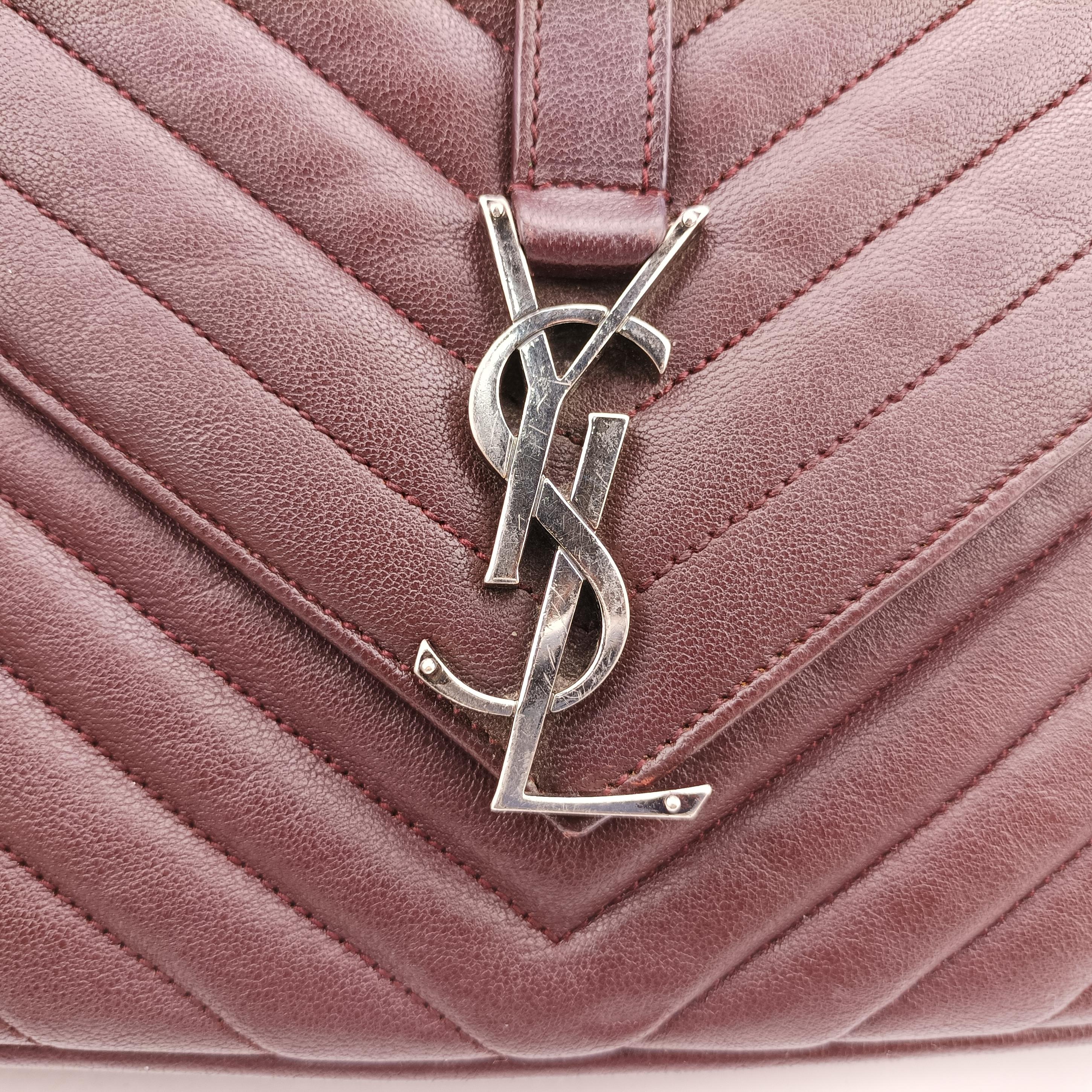 Pre-owned Yves Saint Laurent COLLEGE Burgundy Leather 428056 shoulderbag | stylenewstar