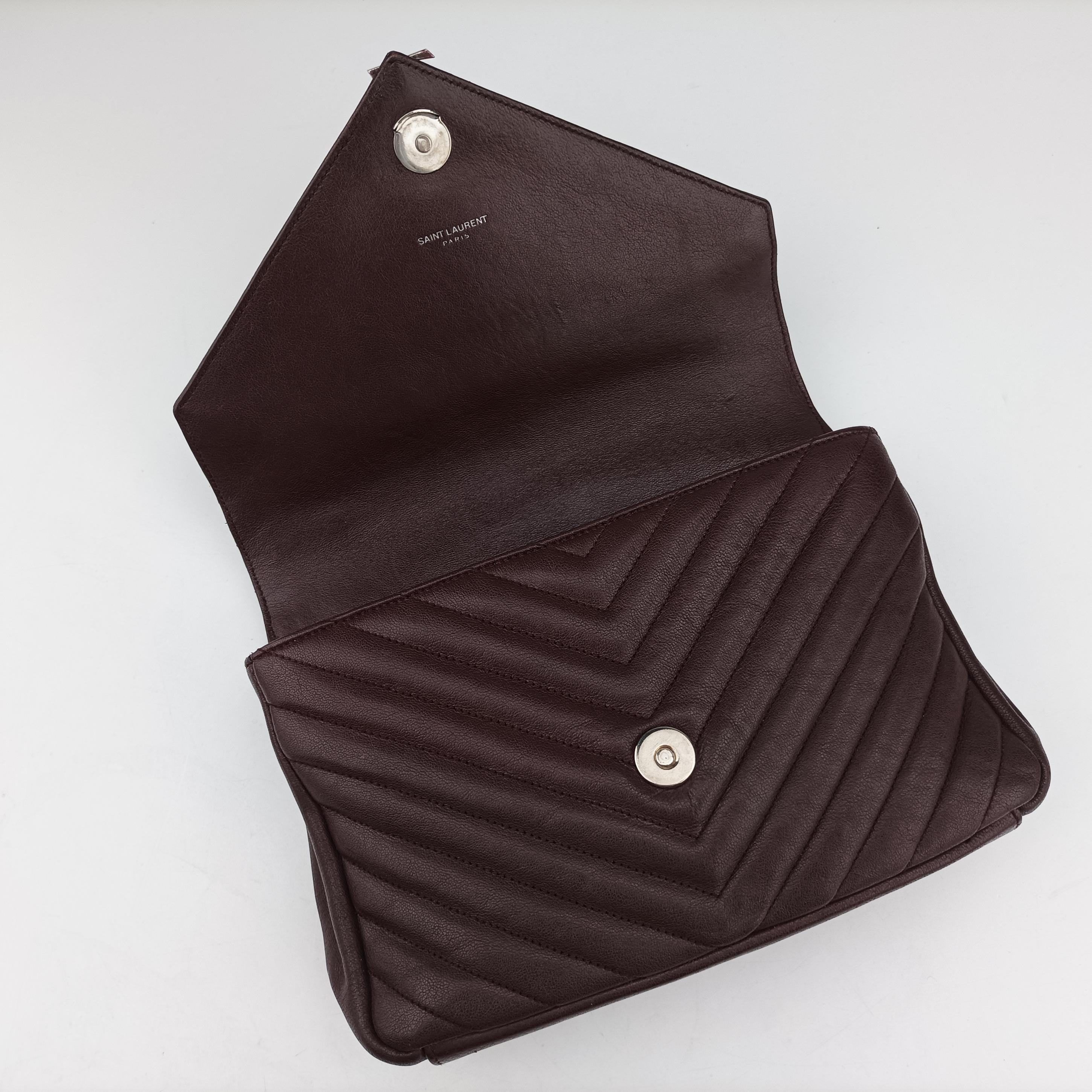 Pre-owned Yves Saint Laurent COLLEGE Burgundy Leather 428056 shoulderbag | stylenewstar