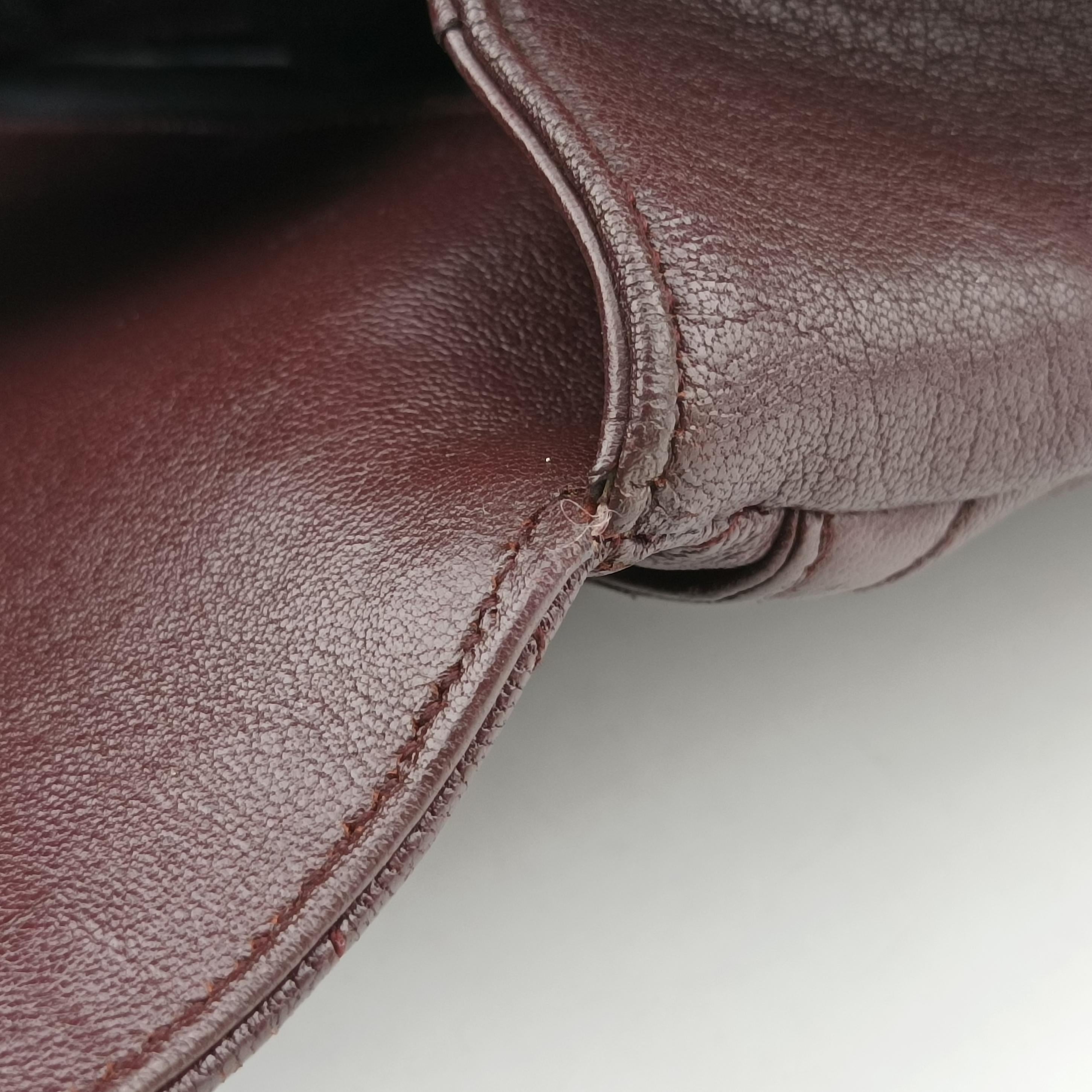 Pre-owned Yves Saint Laurent COLLEGE Burgundy Leather 428056 shoulderbag | stylenewstar