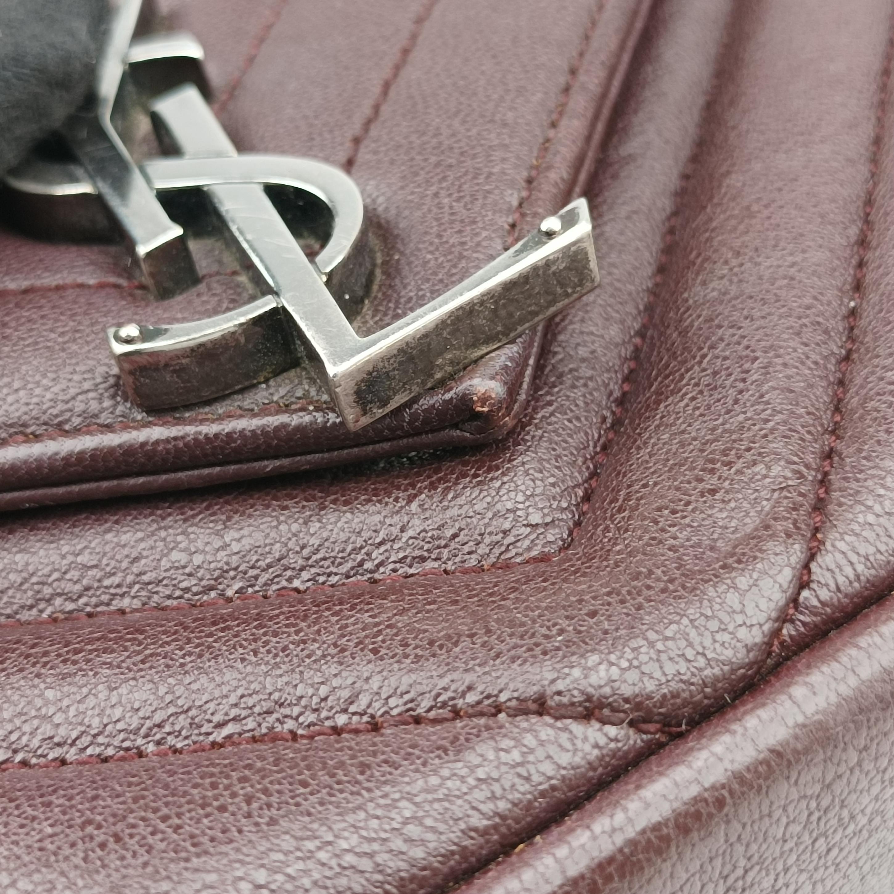Pre-owned Yves Saint Laurent COLLEGE Burgundy Leather 428056 shoulderbag | stylenewstar